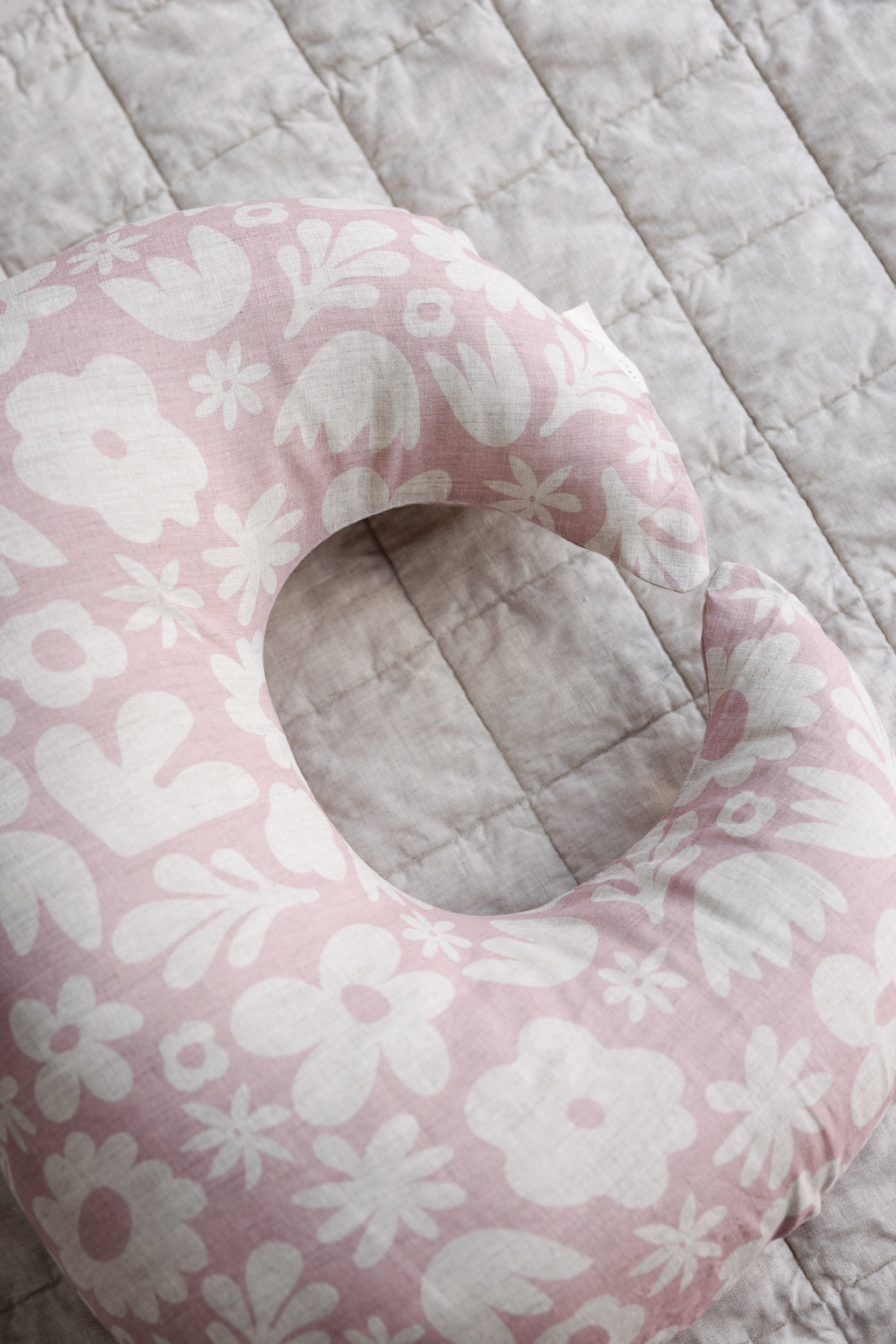 Cover Only- Pure Linen Moon Shape Nursing Pillow Cover