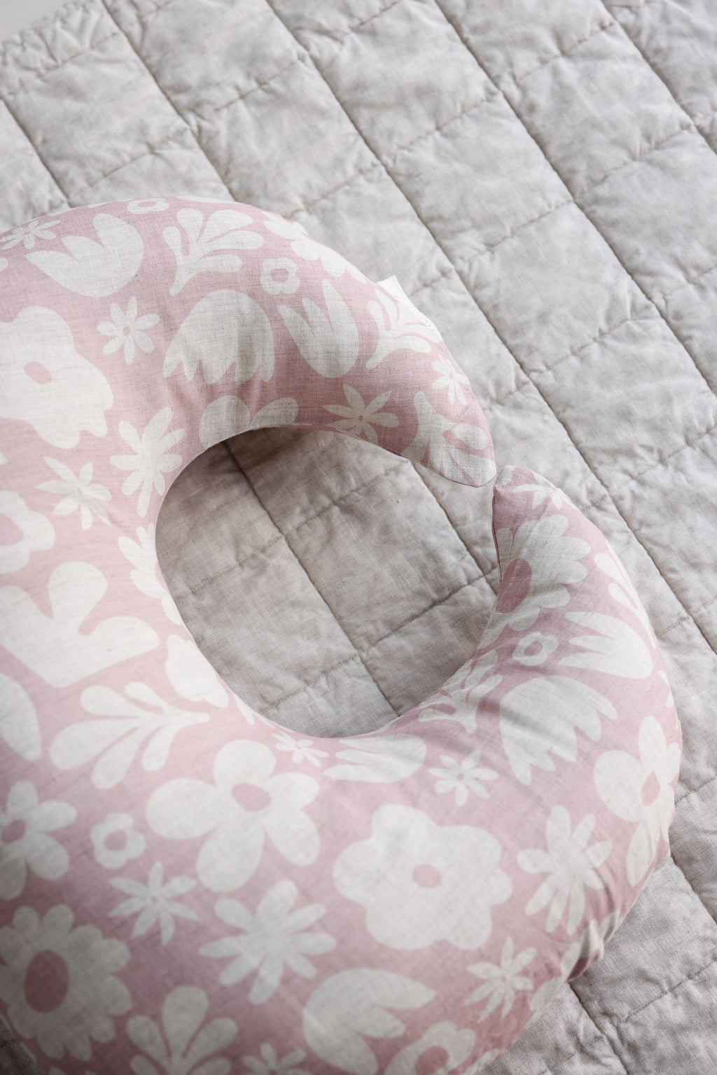 Moon Shape Nursing Pillow- Print Blush