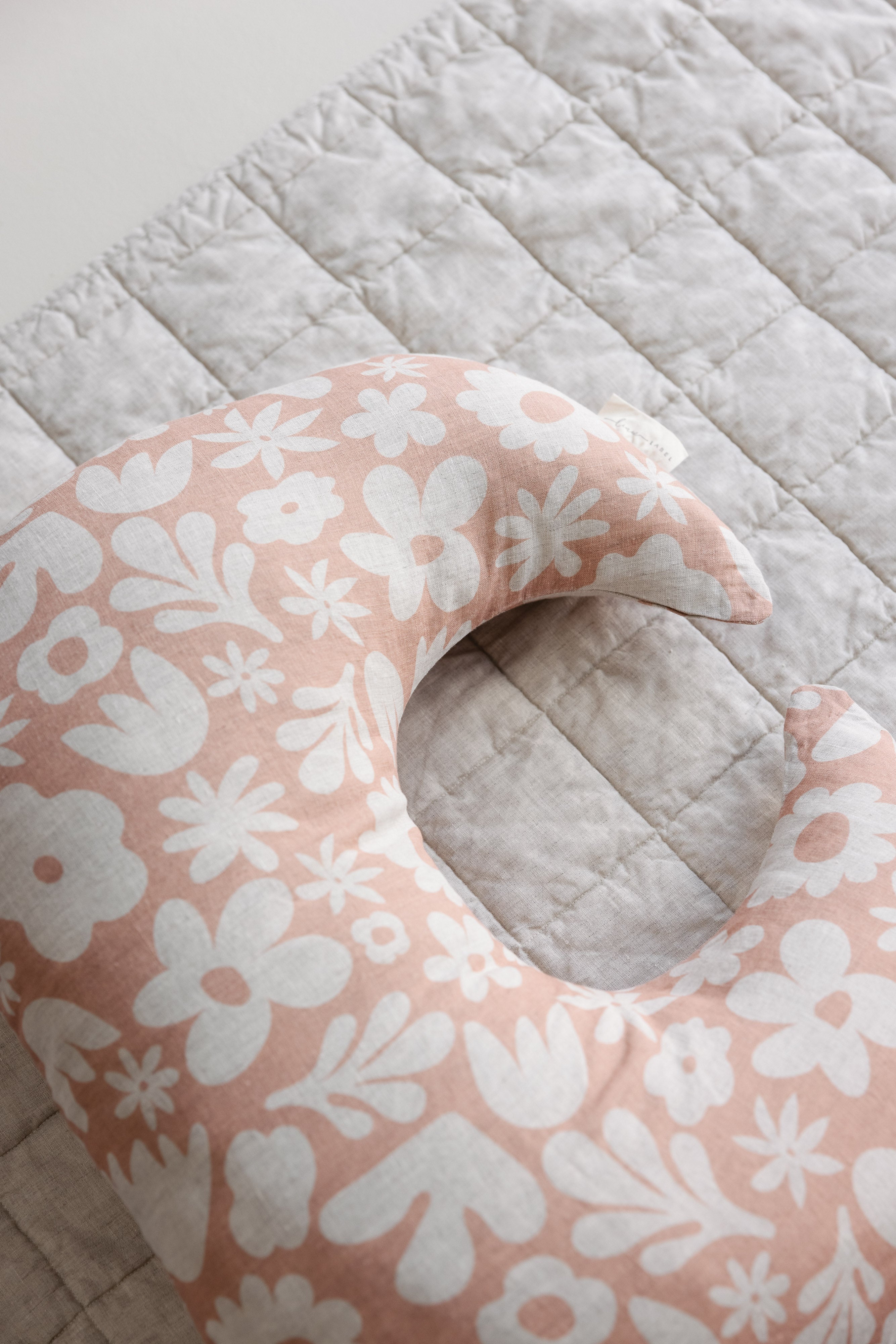 Moon Shape Nursing Pillow- Print Soft Clay