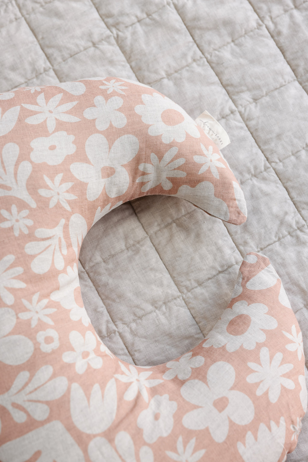 Cover Only- Pure Linen Moon Shape Nursing Pillow Cover