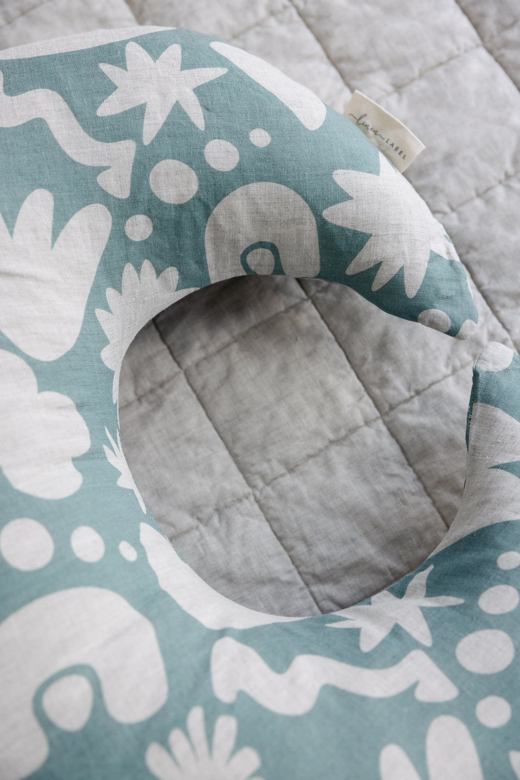 Moon Shape Nursing Pillow- Print Opal Sage