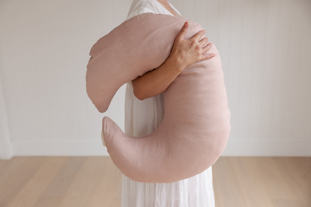 Nursing Pillow & Cover- Moon Shape- Dusty Rose