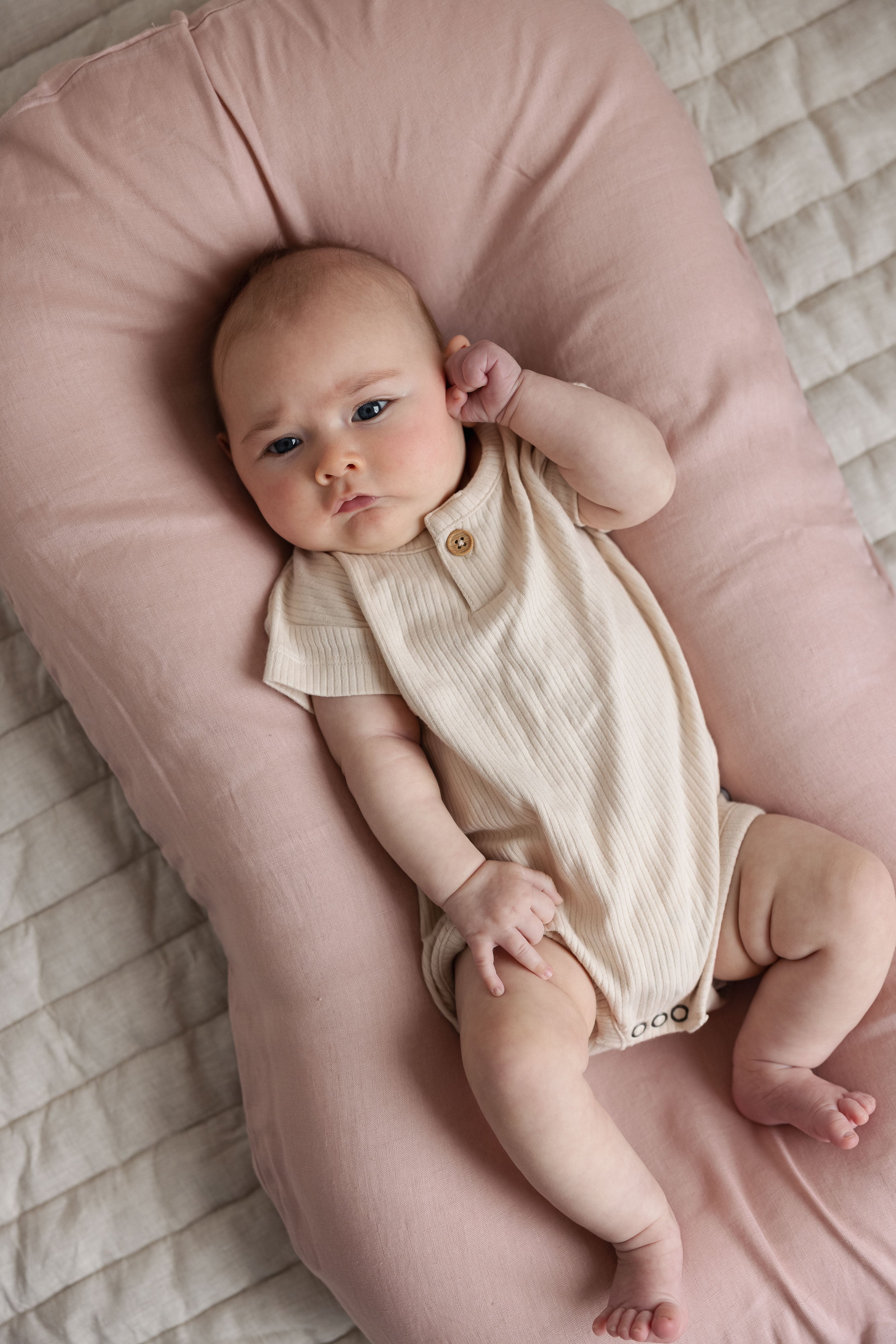 Baby Lounger Nest + Dusty Rose Linen Cover