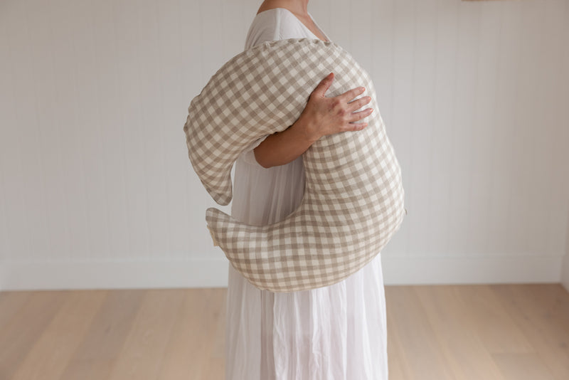 Nursing Pillow & Cover- Moon Shape- Gingham