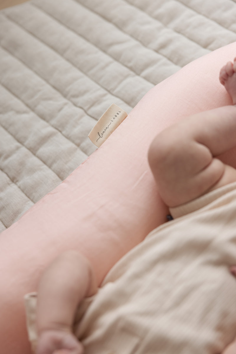 Baby Lounger Nest + Peachy Pink Linen Cover