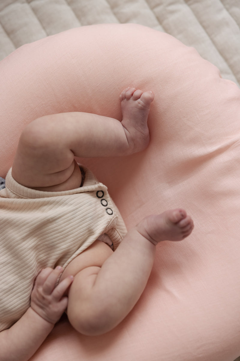 Baby Lounger Nest + Peachy Pink Linen Cover