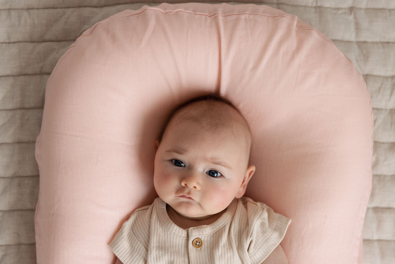 Baby Lounger Nest + Peachy Pink Linen Cover