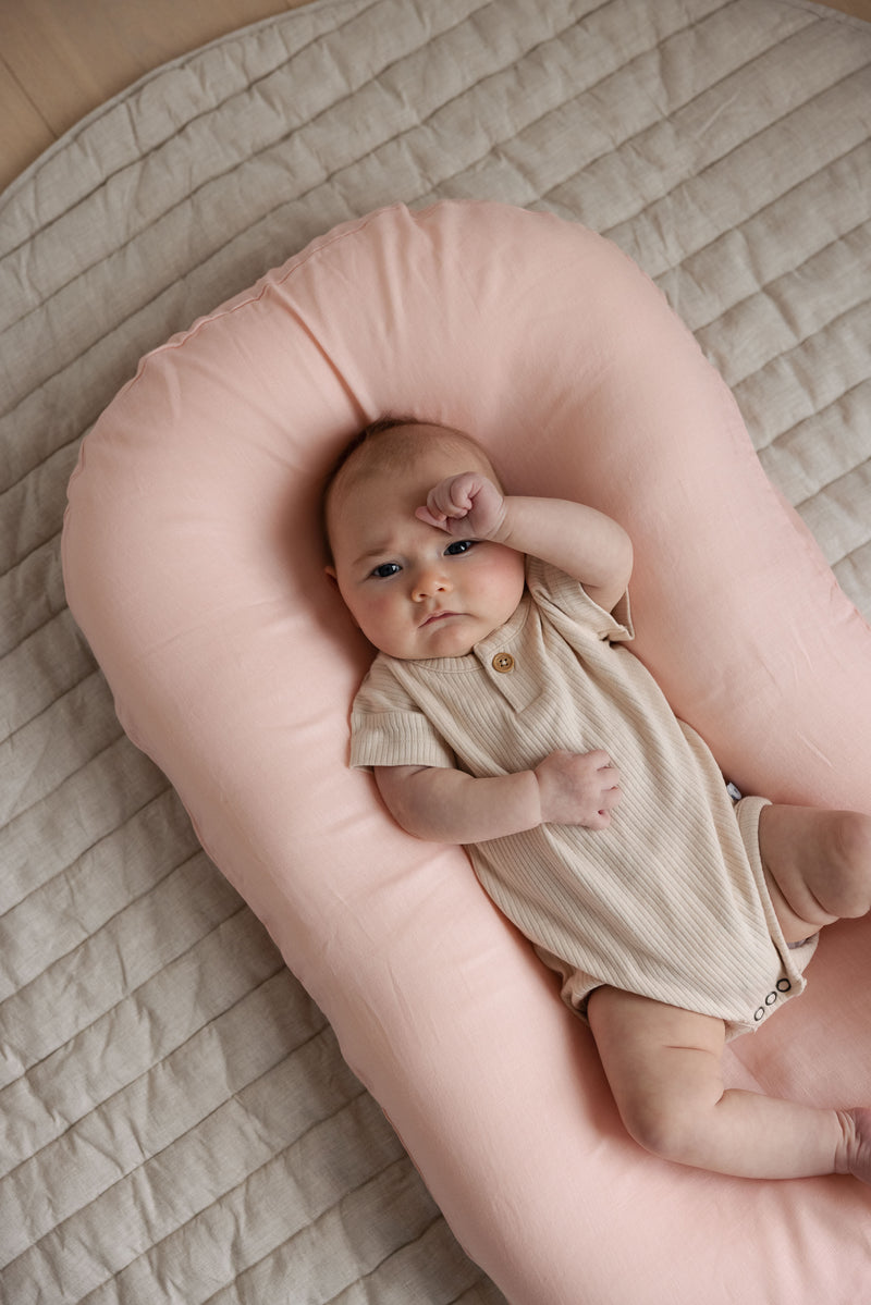 Baby Lounger Nest + Peachy Pink Linen Cover