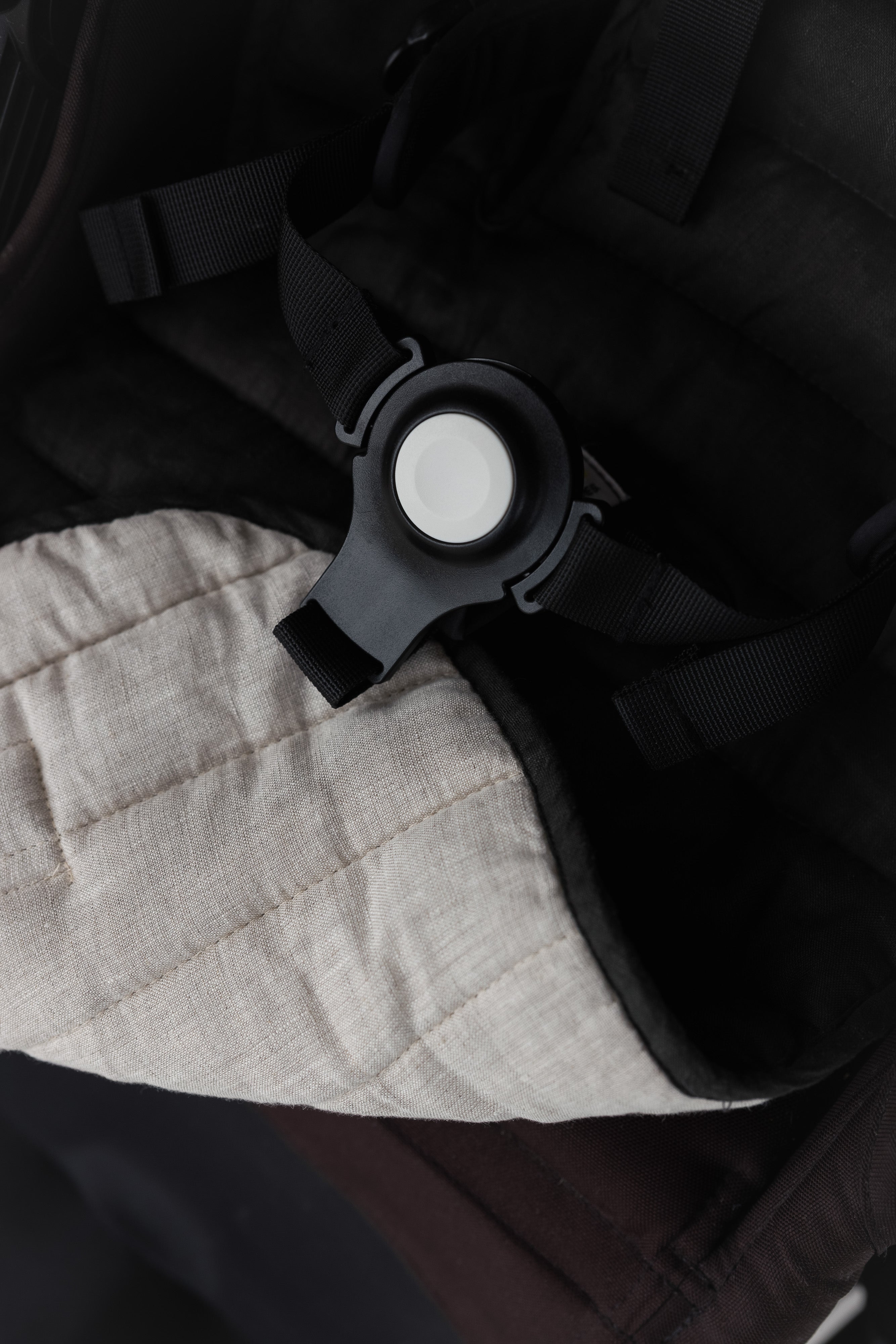 Charcoal & Oat - Pram Liner- Stripe quilt