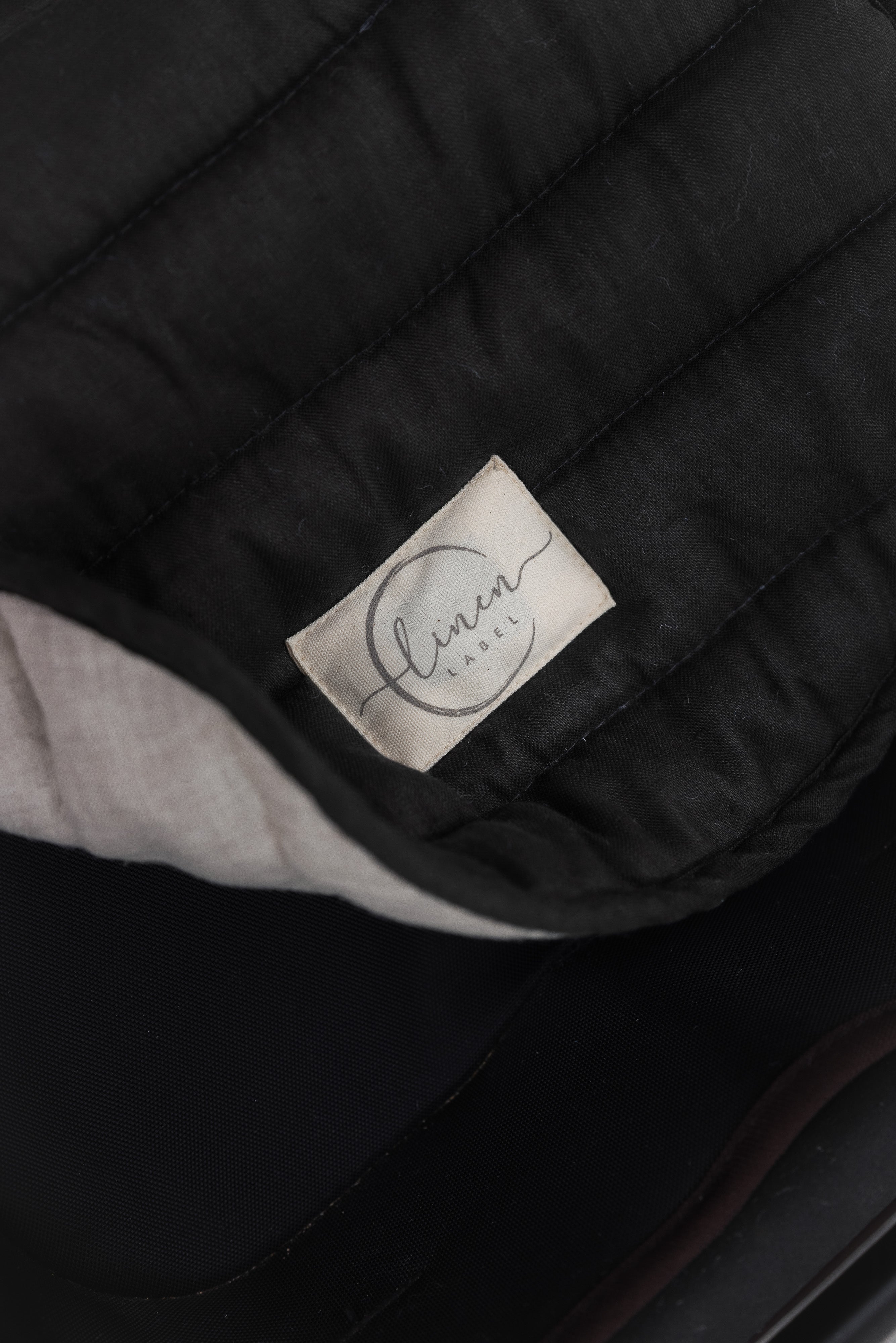 Charcoal & Oat - Pram Liner- Stripe quilt