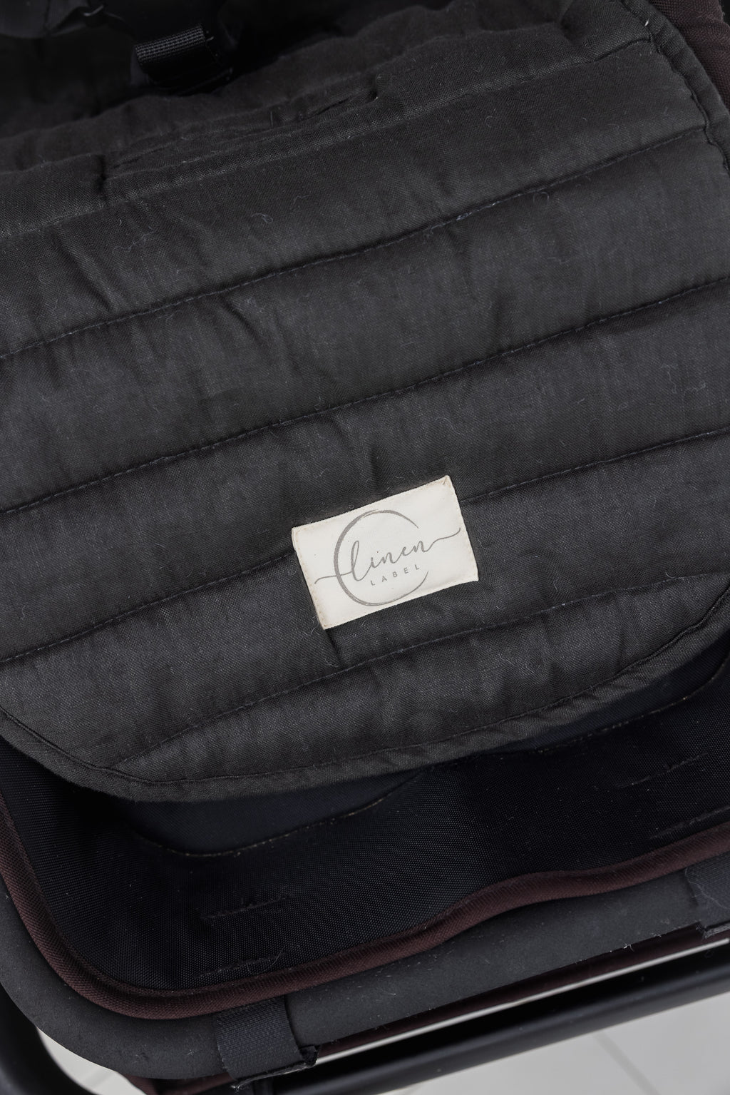 Charcoal & Oat - Pram Liner- Stripe quilt