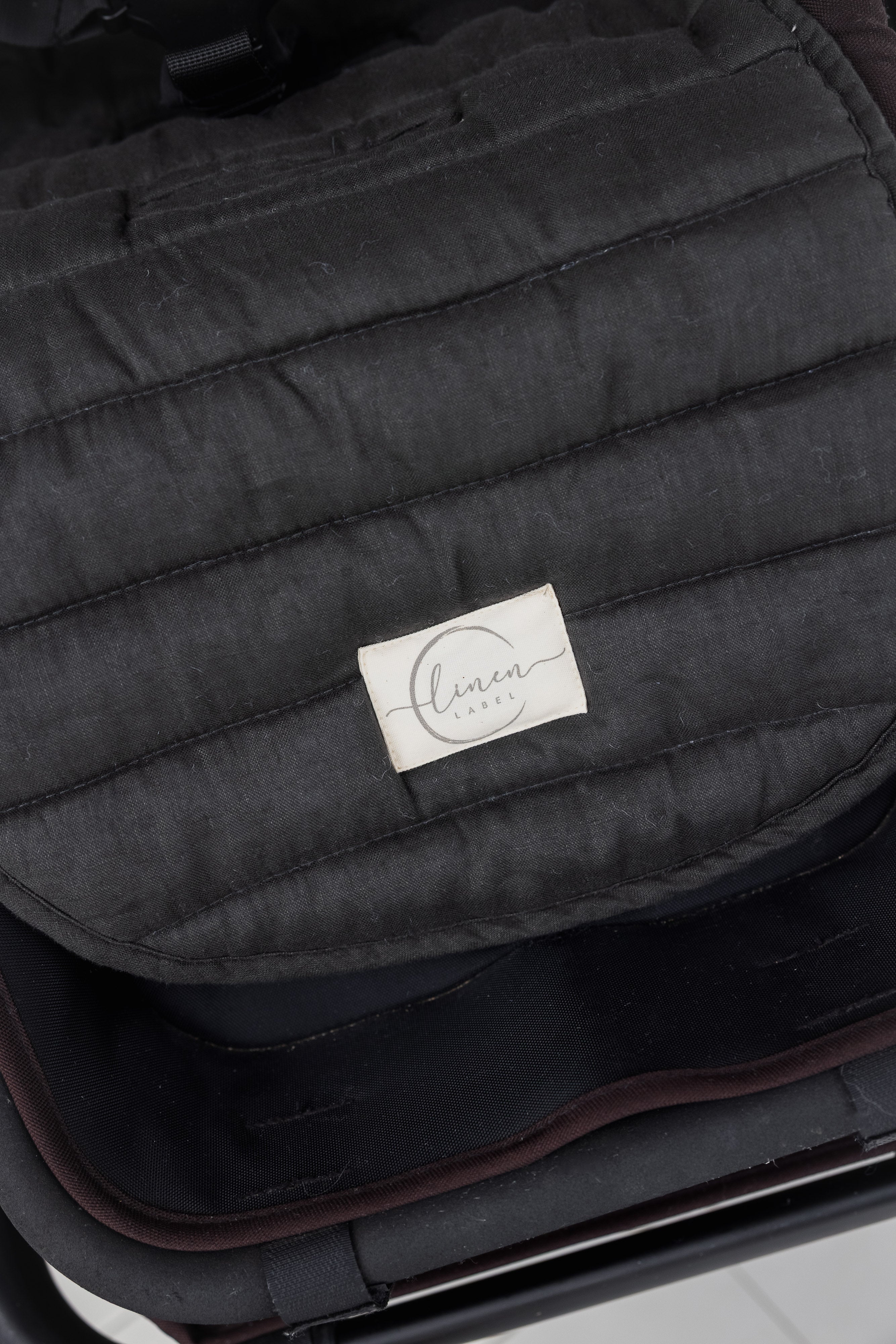 Charcoal & Oat - Pram Liner- Stripe quilt