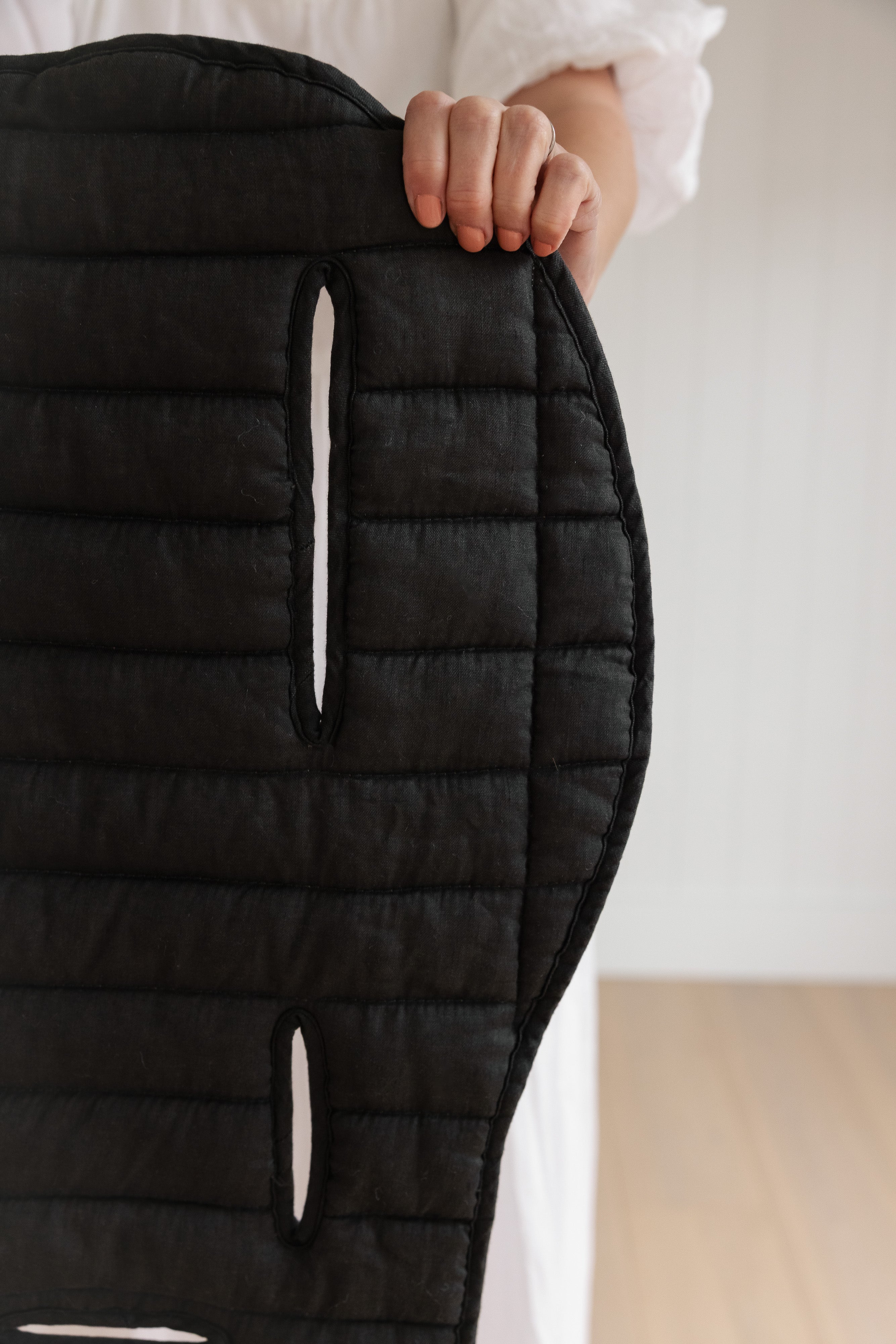 Charcoal & Oat - Pram Liner- Stripe quilt