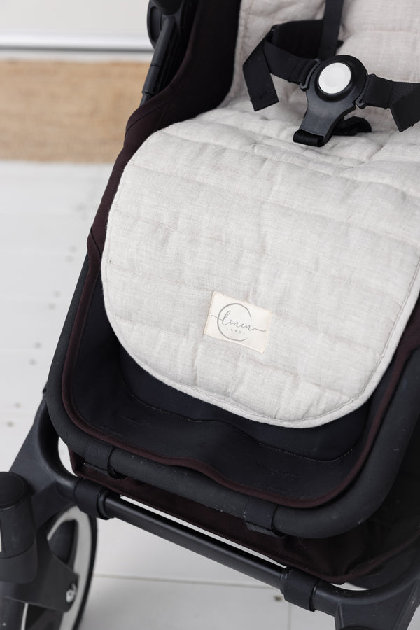 Oatmeal & Gingham - Pram Liner- Stripe quilt