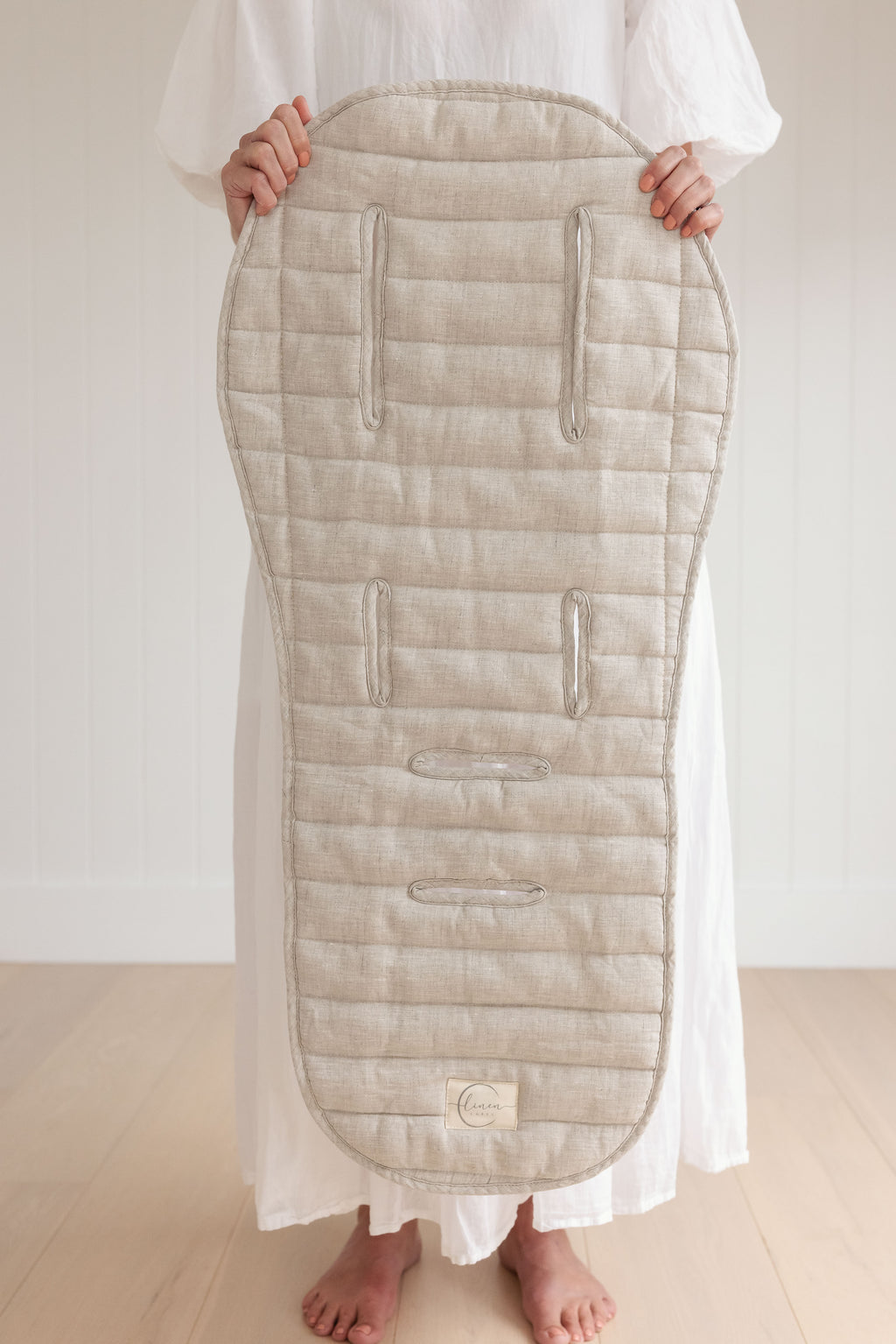 Oatmeal & Stripe - Pram Liner- Stripe quilt