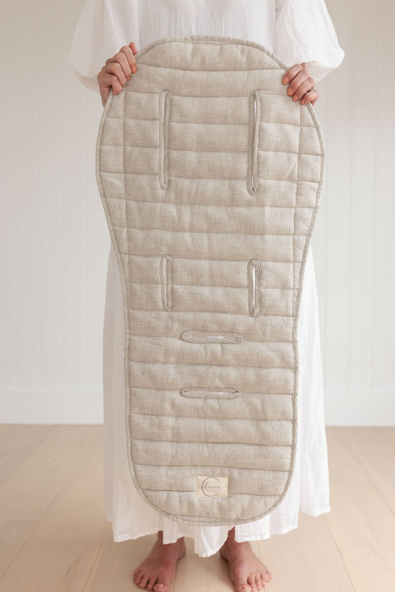 Oatmeal & Gingham - Pram Liner- Stripe quilt