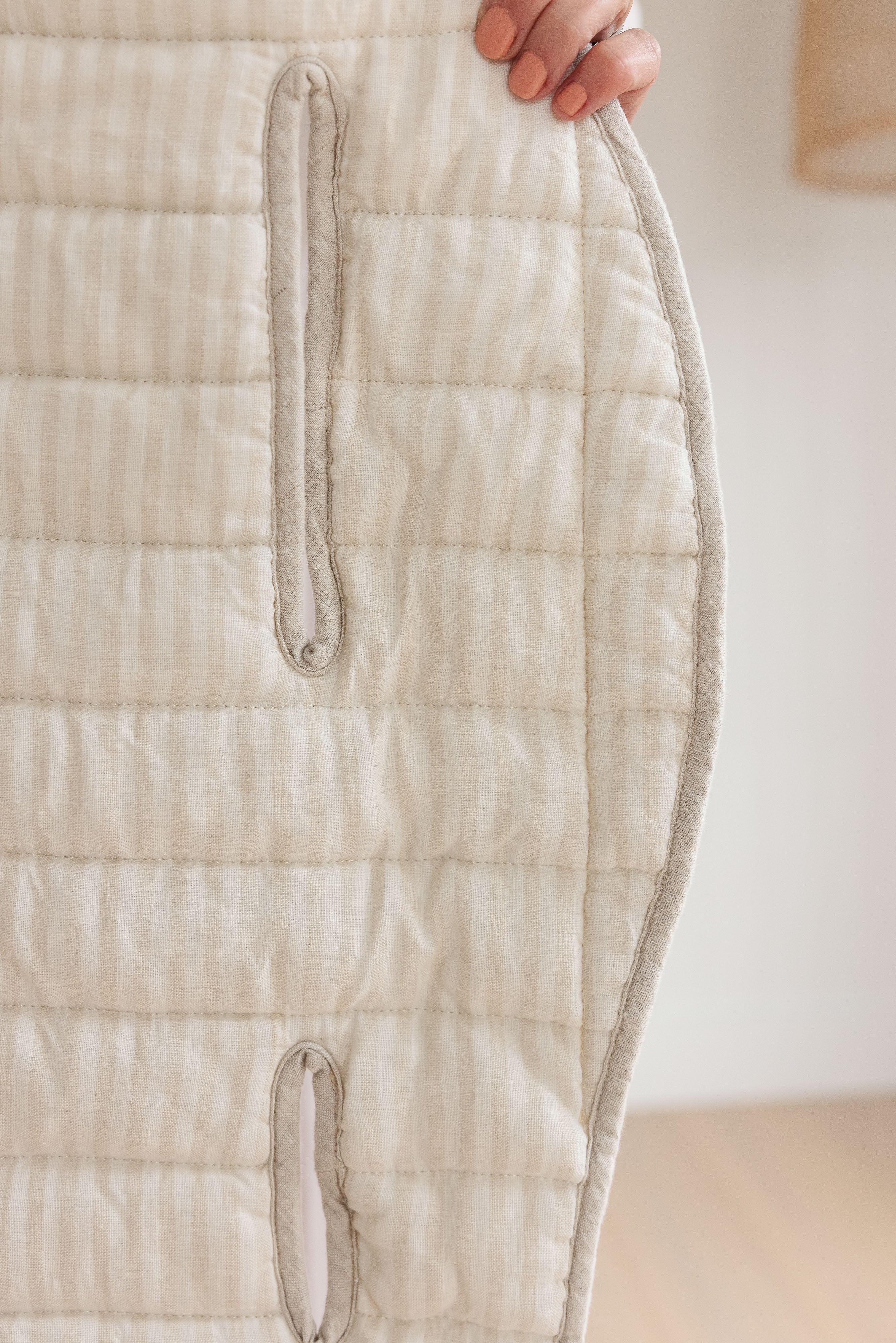 Oatmeal & Stripe - Pram Liner- Stripe quilt