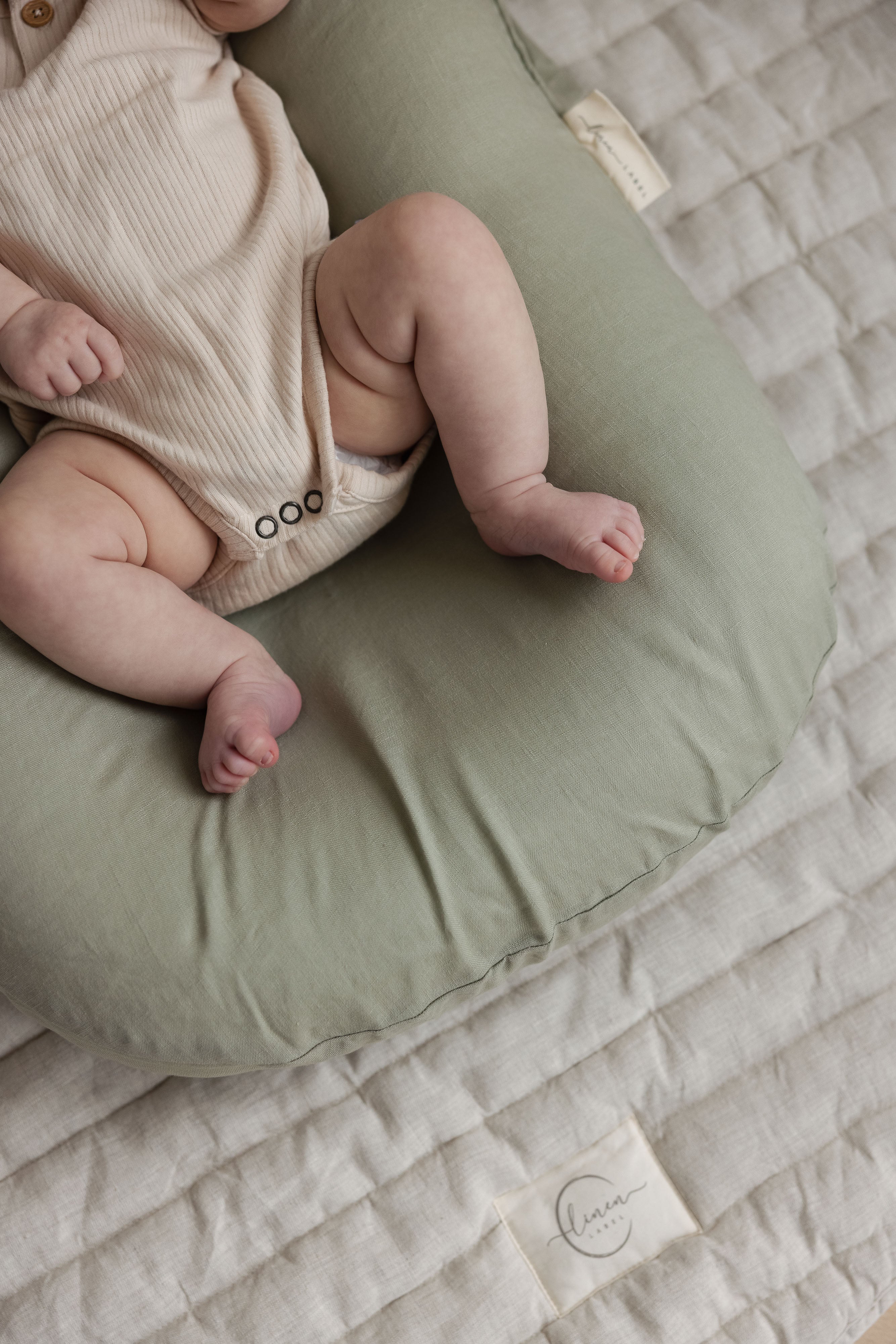 Baby Lounger Nest + Soft Sage Linen Cover