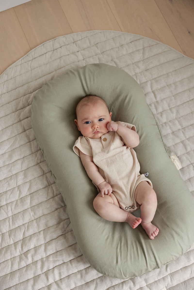 Baby Lounger Nest + Soft Sage Linen Cover