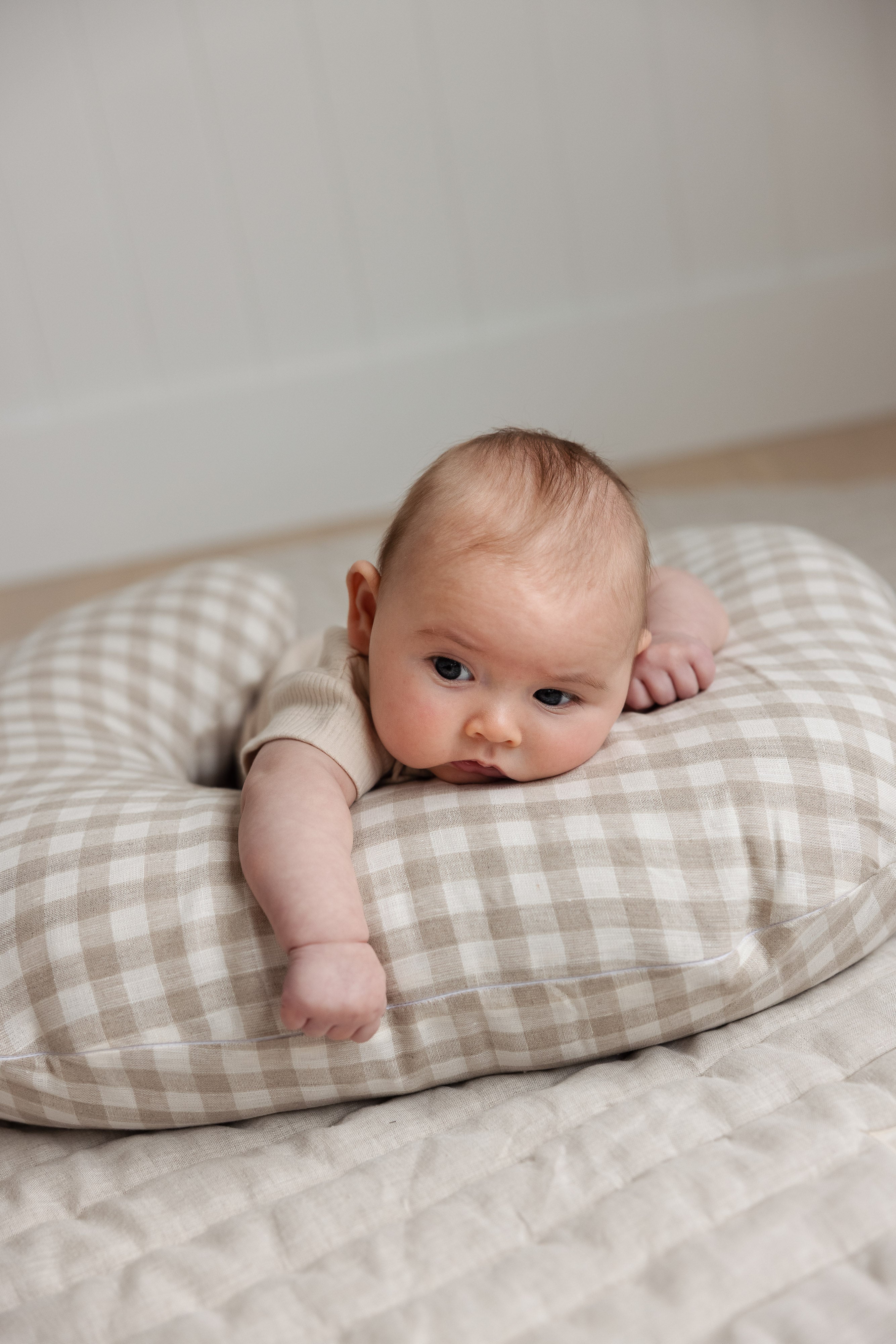 Nursing Pillow & Cover- Moon Shape- Gingham