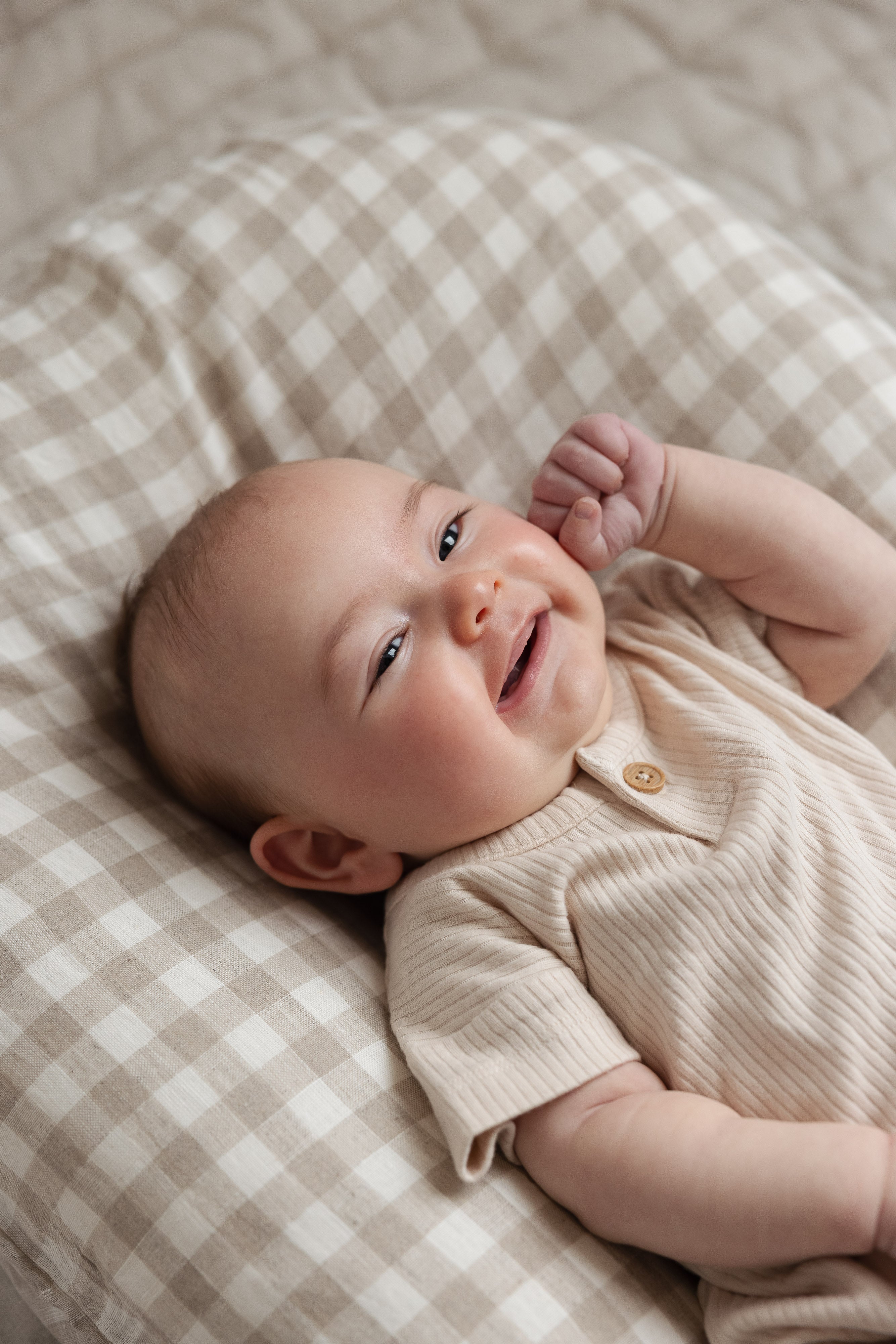 Baby Lounger Nest + Gingham Linen Cover