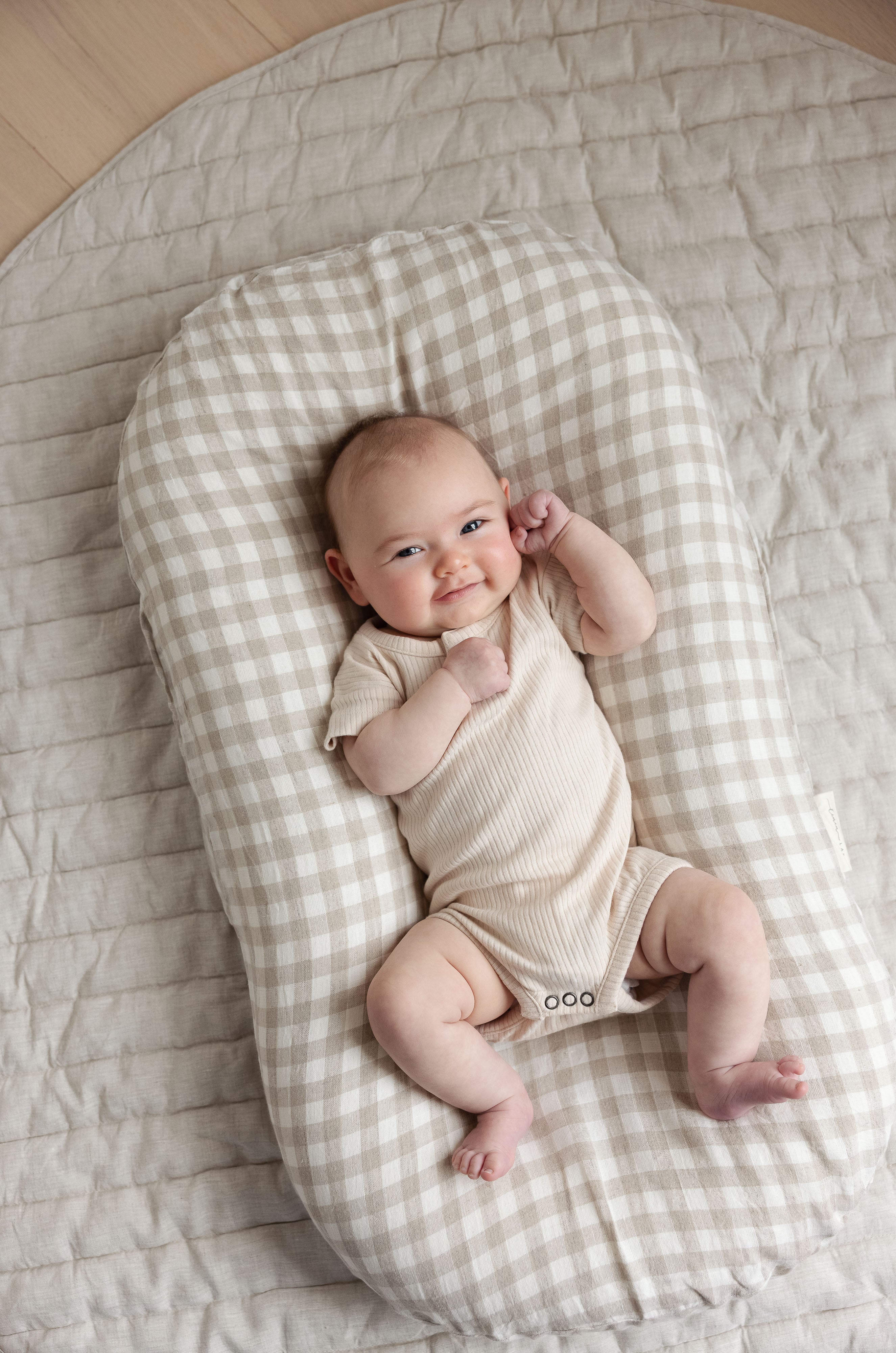 Baby Lounger Nest + Gingham Linen Cover