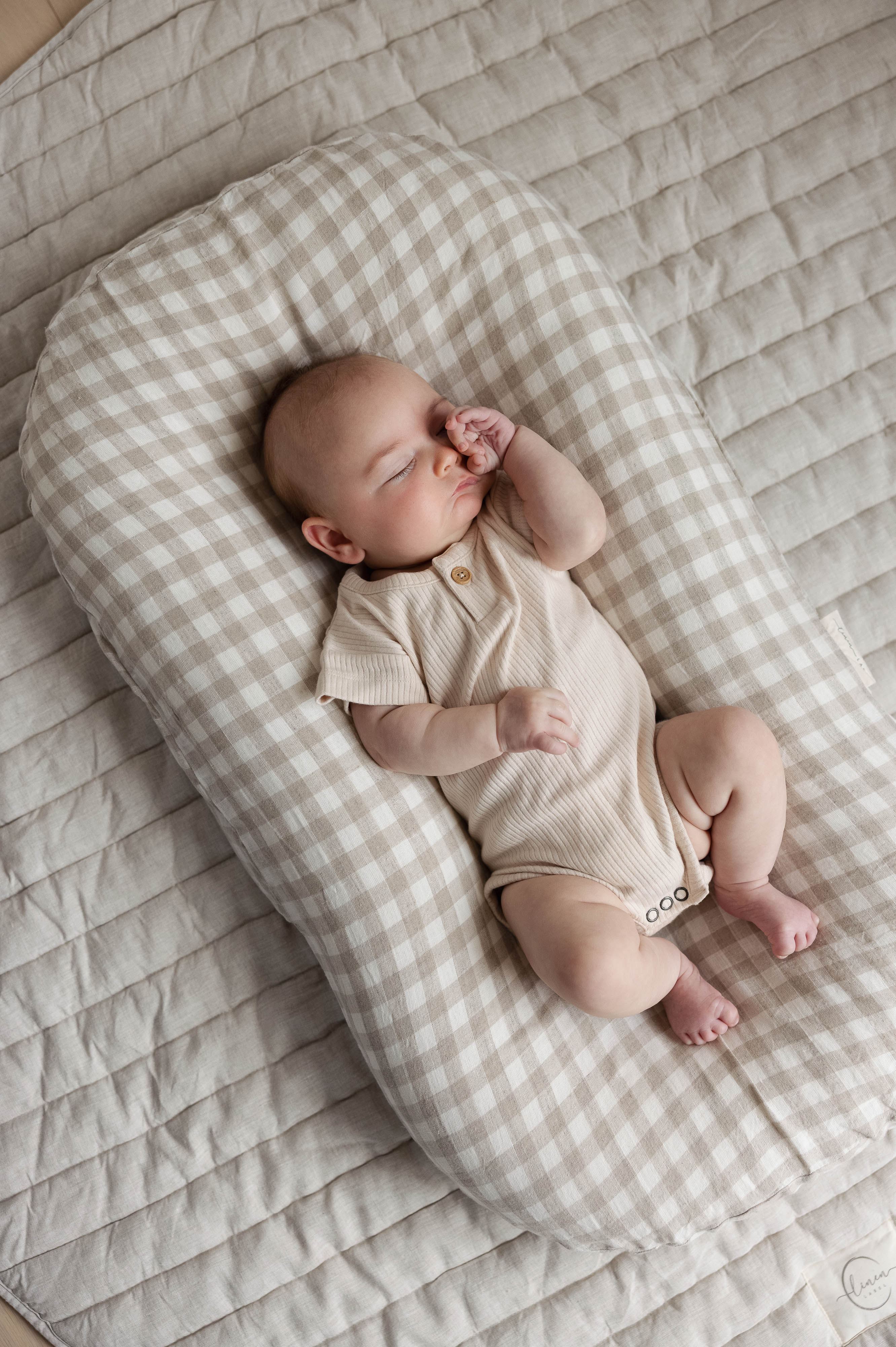 Baby Lounger Nest + Gingham Linen Cover