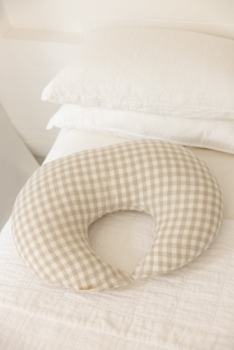 Nursing Pillow & Cover- Moon Shape- Gingham