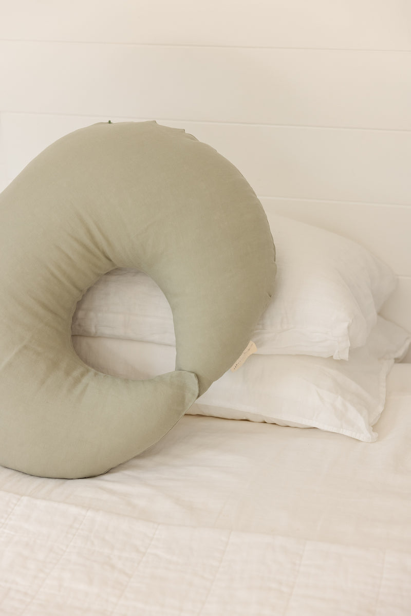 Nursing Pillow & Cover- Moon Shape- Soft Sage