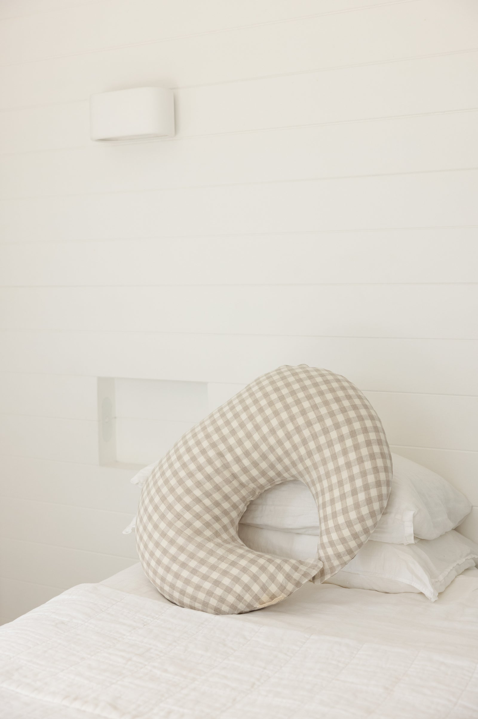 Nursing Pillow Cover- Moon Shape- Gingham – Linen Label