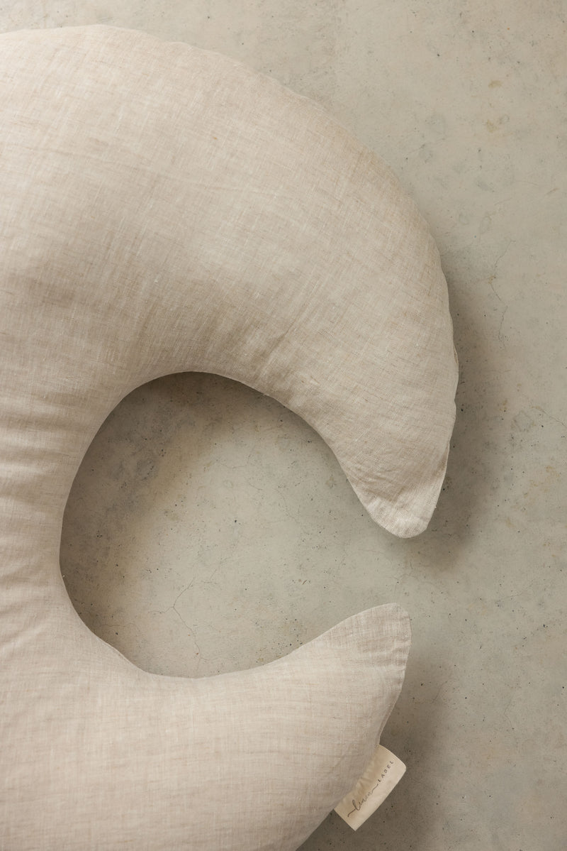 Cover Only- Pure Linen Moon Shape Nursing Pillow Cover