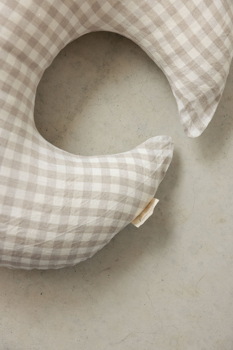 Cover Only- Pure Linen Moon Shape Nursing Pillow Cover