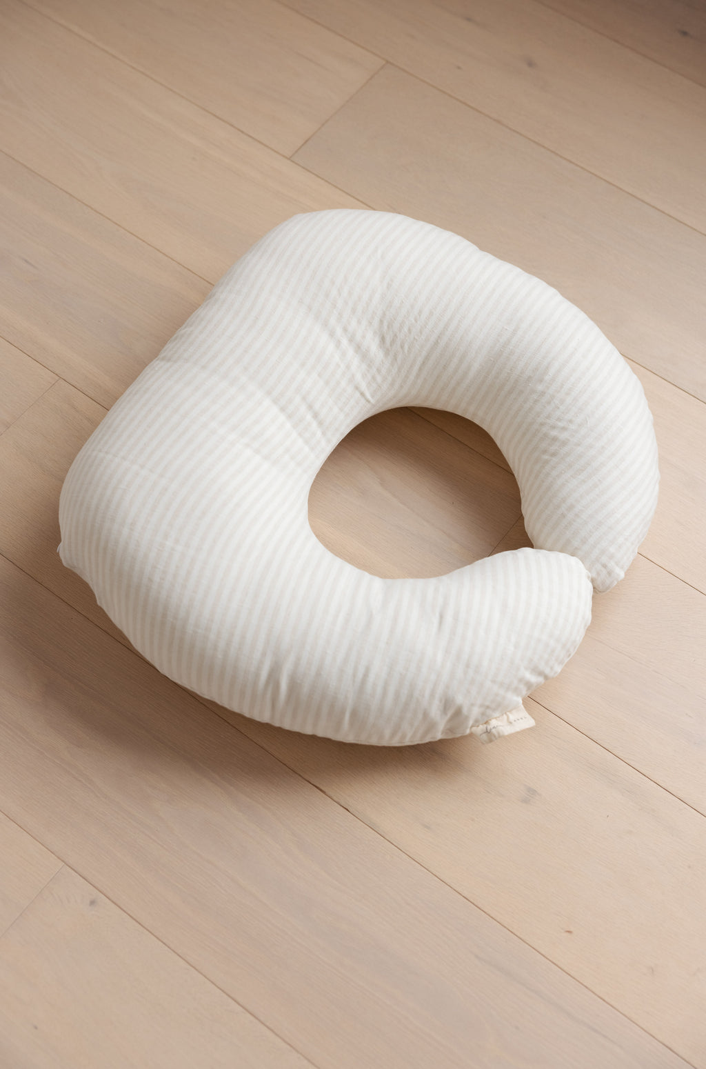 Linen Label nursing pillow in stripe pure linen fabric