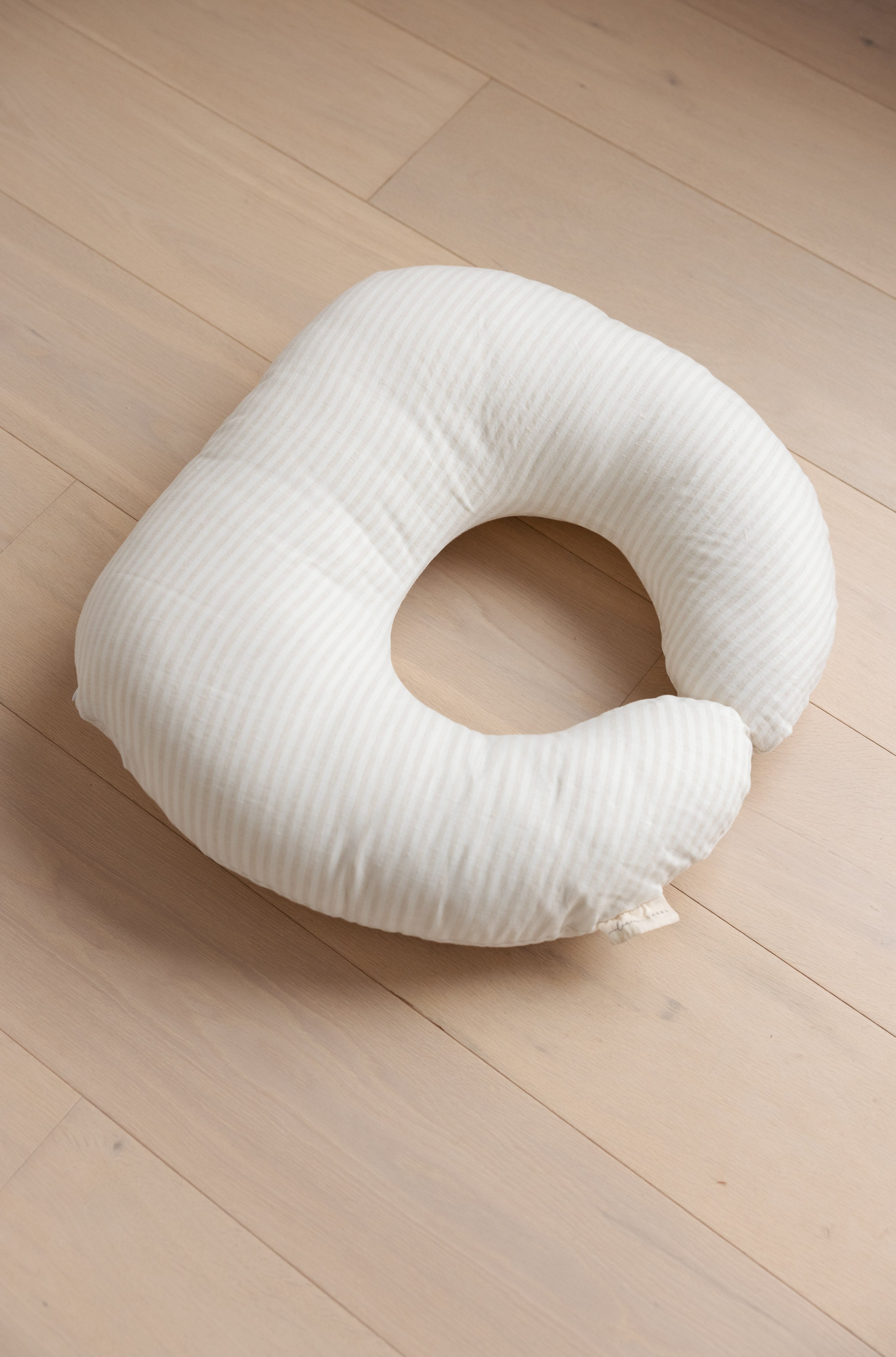 Linen Label nursing pillow in stripe pure linen fabric