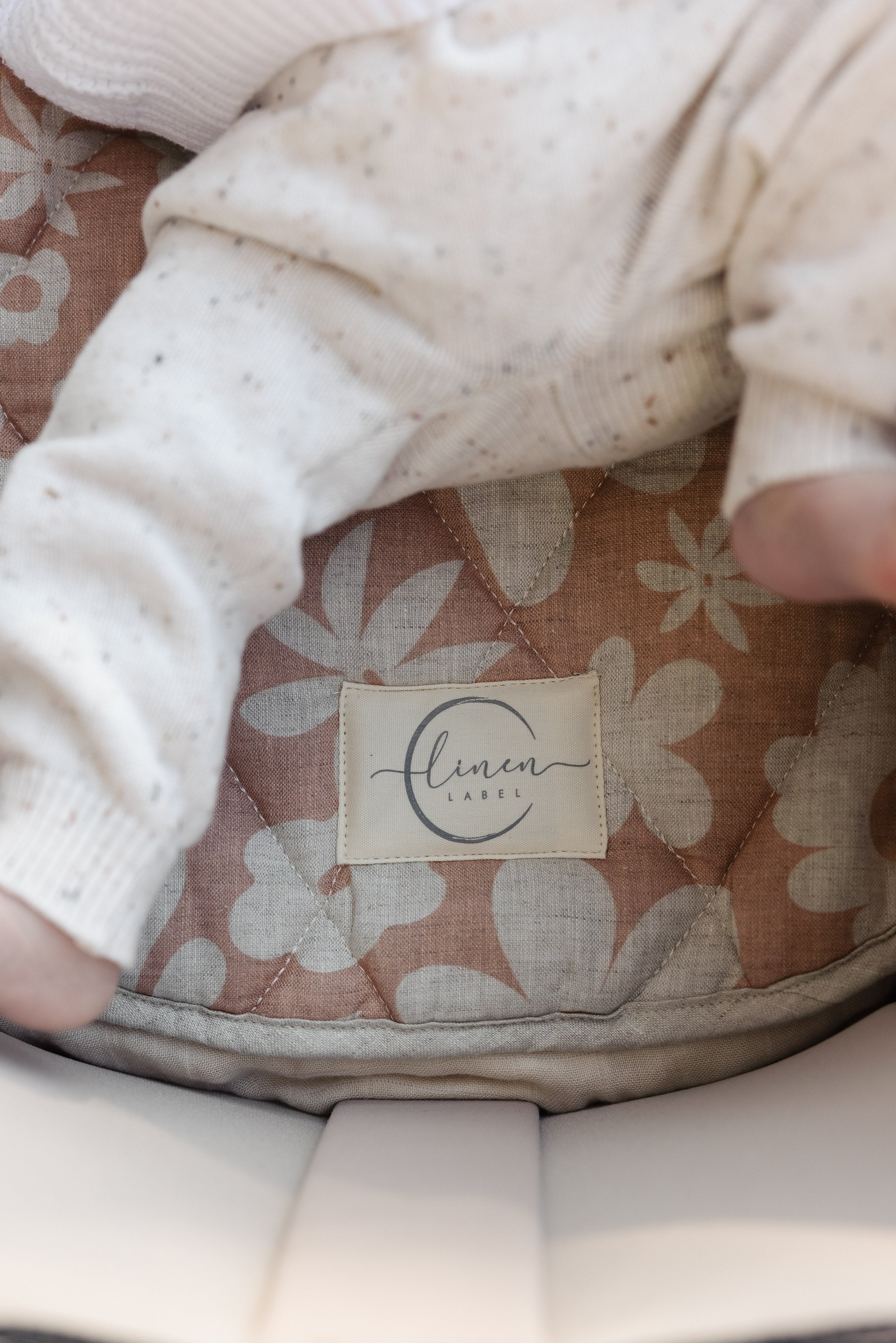 Pram Bassinet Liners- Soft Clay Print & Oat
