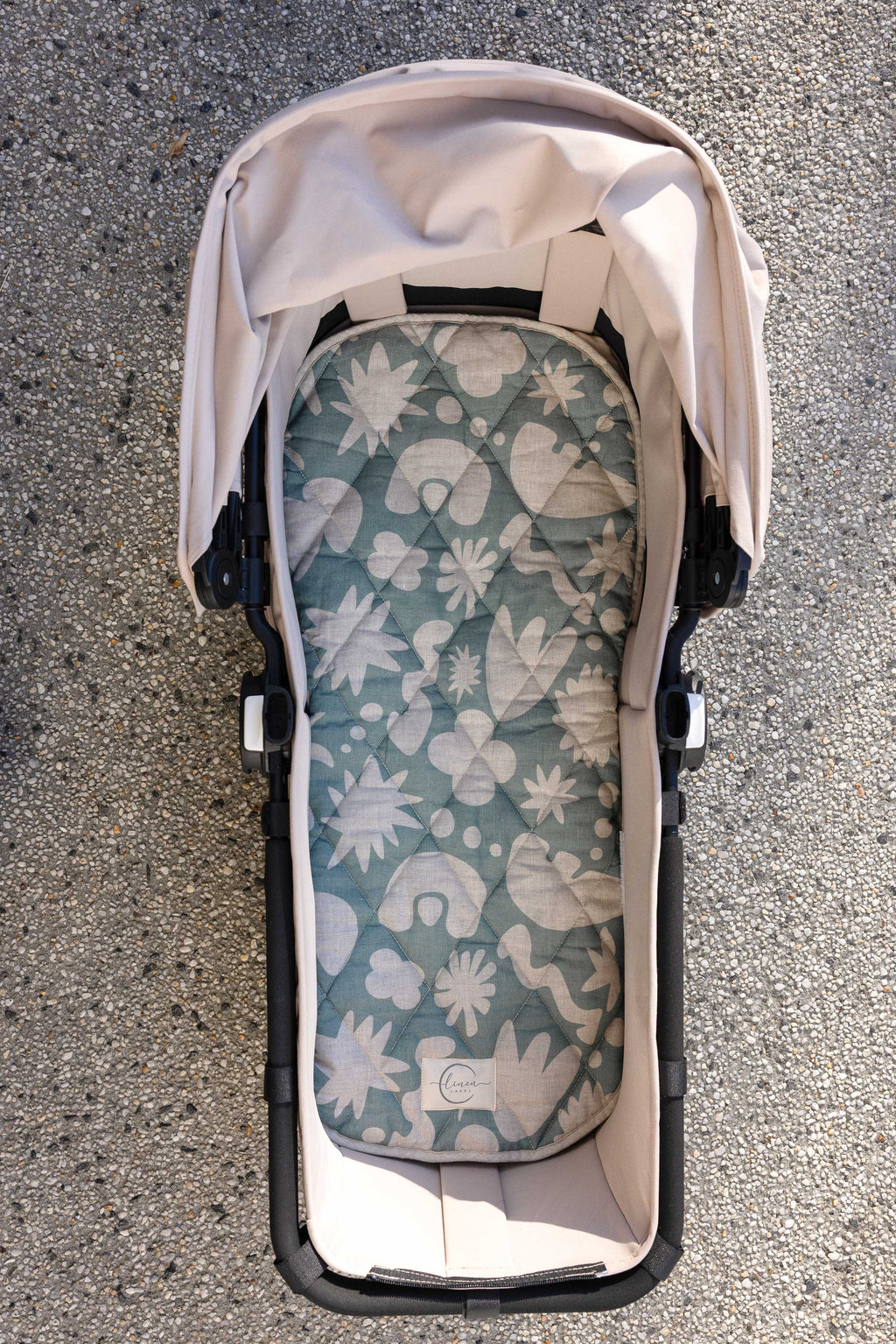 Pram Bassinet Liners- Opal Sage Print & Oat