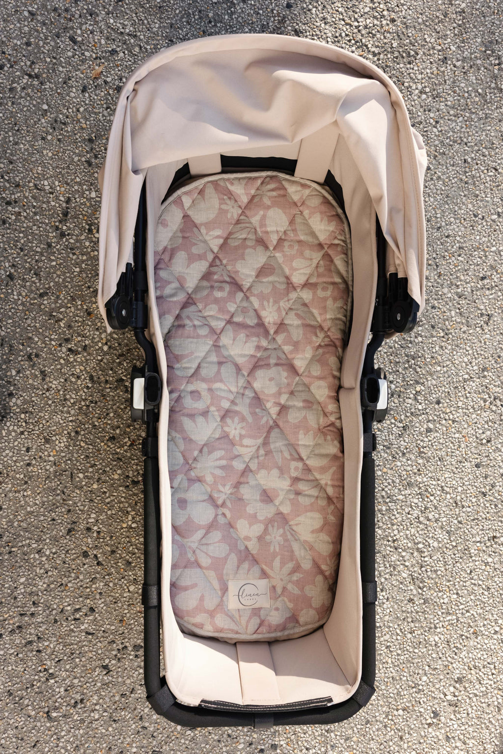 Pram Bassinet Liners- Blush Print & Oat