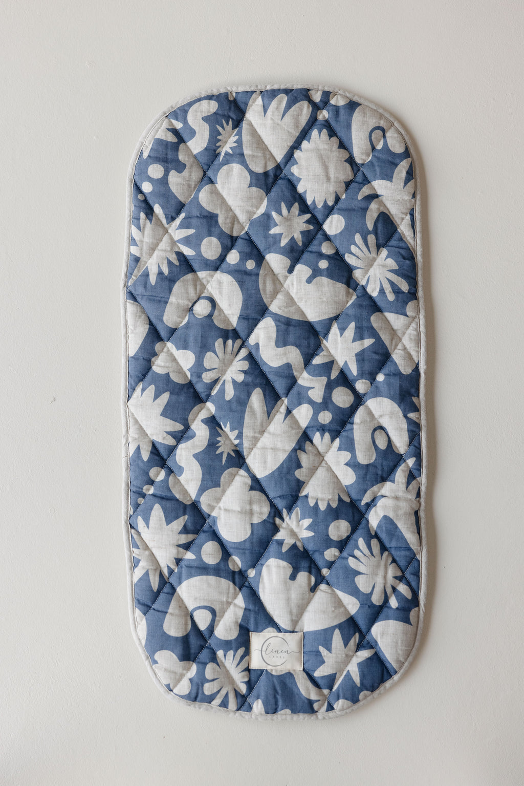 Pram Bassinet Liners- Demi Blue Print & Oat