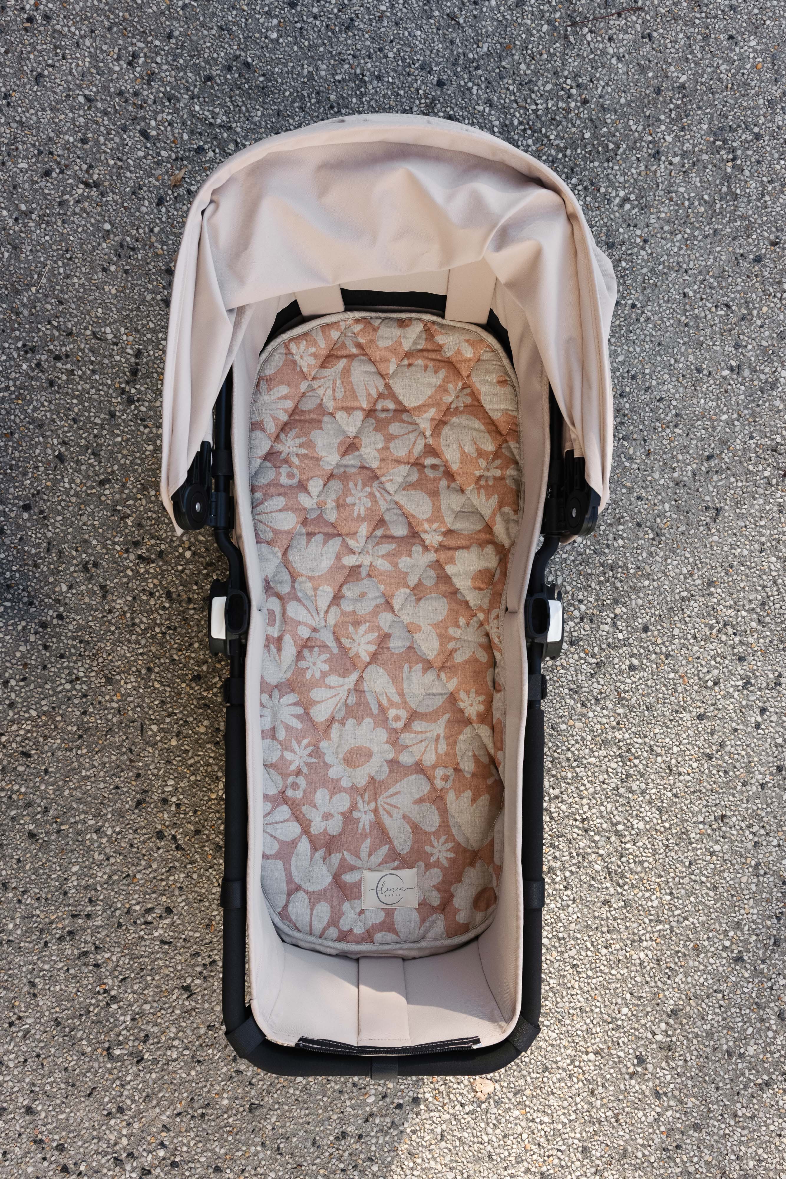 Pram Bassinet Liners- Soft Clay Print & Oat