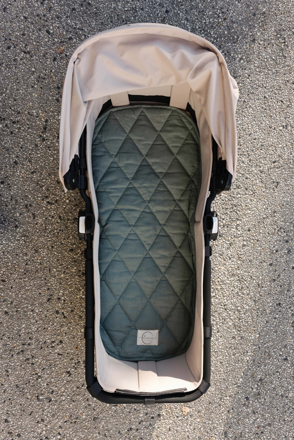 Pram Bassinet Liners- Opal Sage Double sided