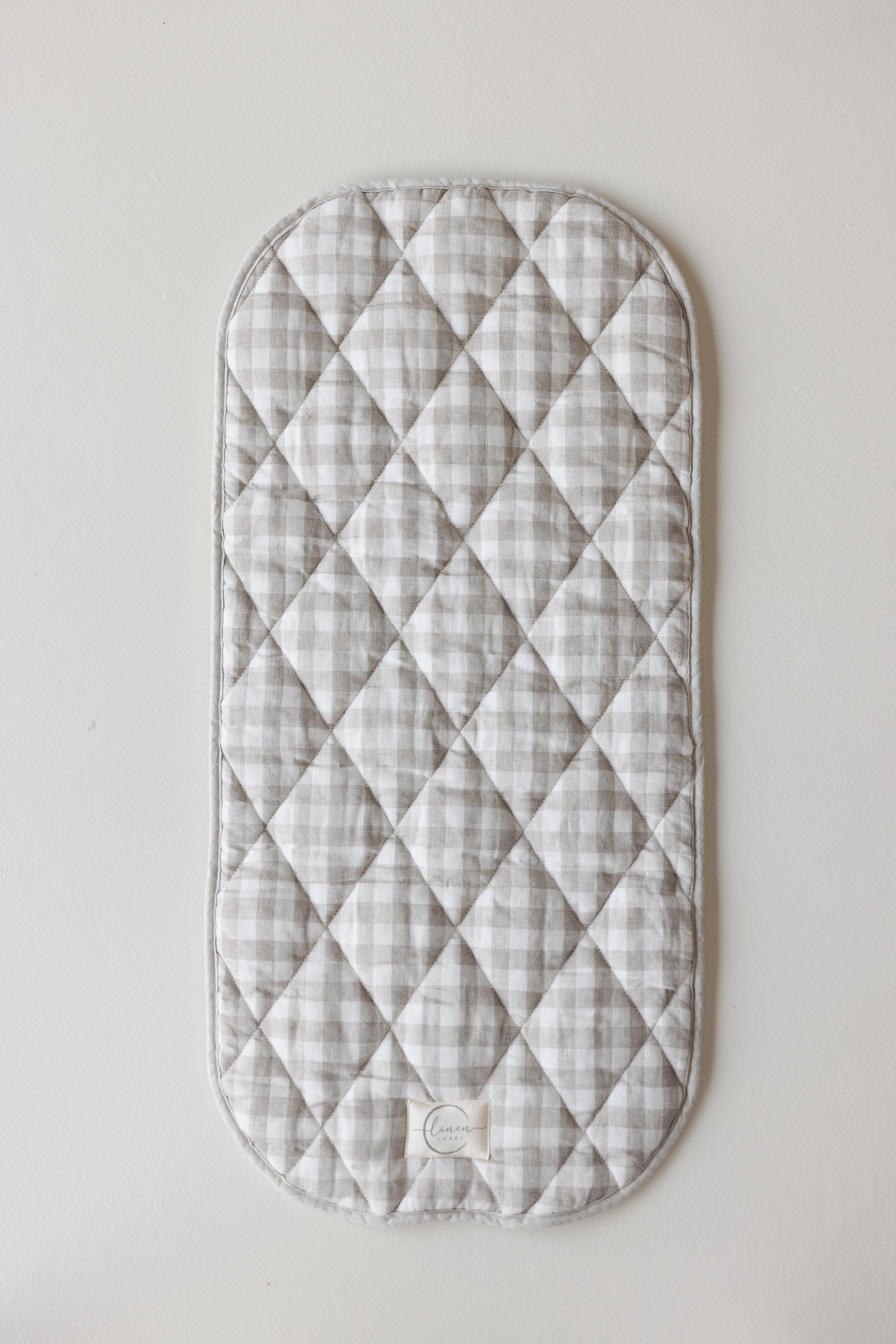 Pram Bassinet Liners- Gingham & Oat