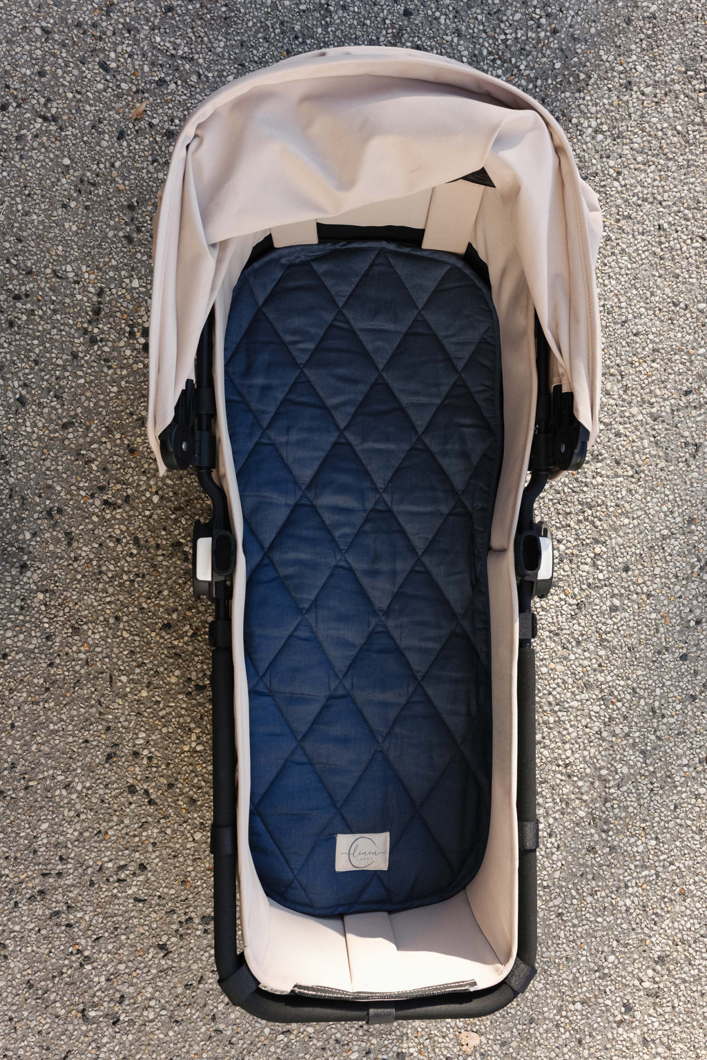 Pram Bassinet Liners- Denim Blue Double sided