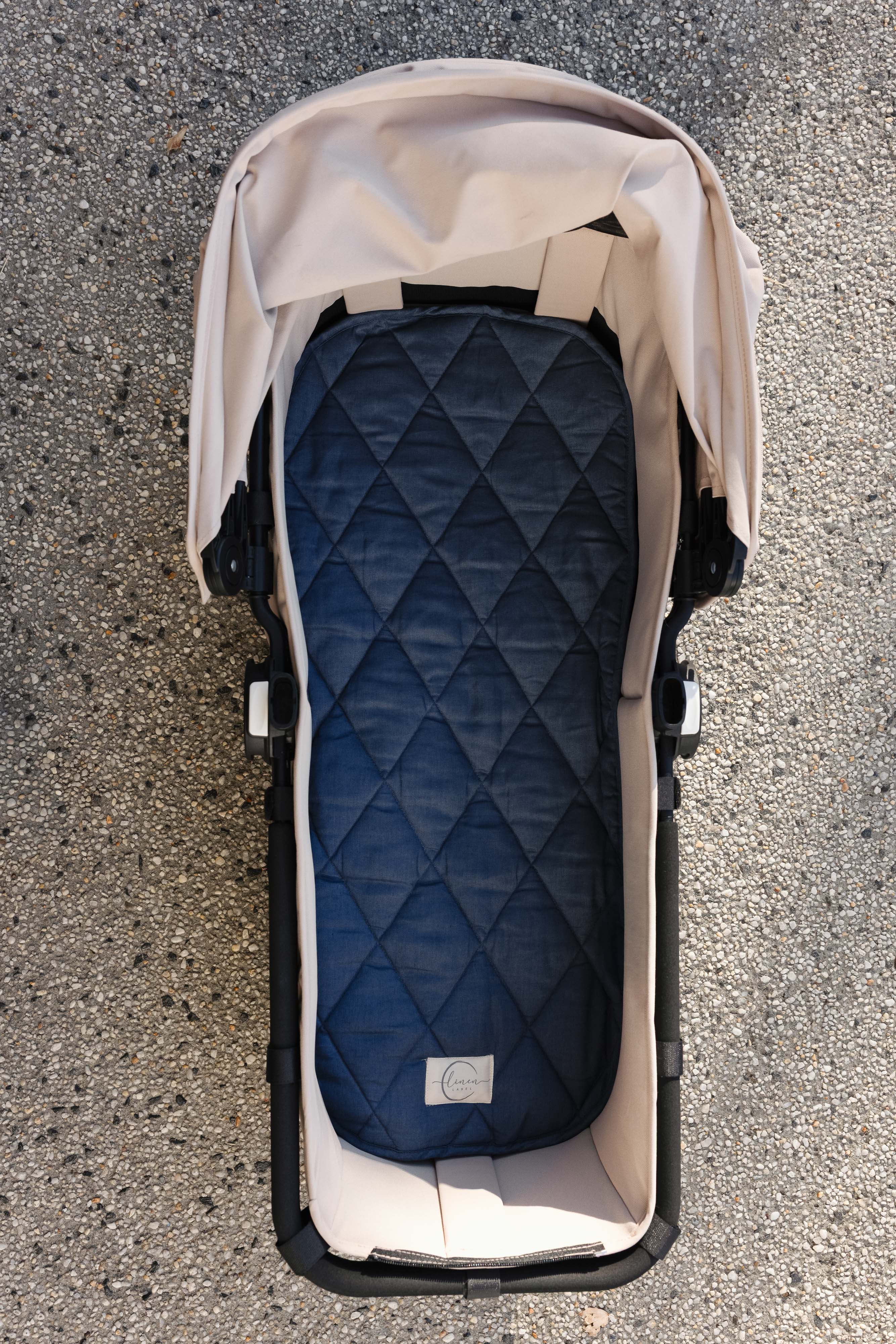 Pram Bassinet Liners- Denim Blue Double sided