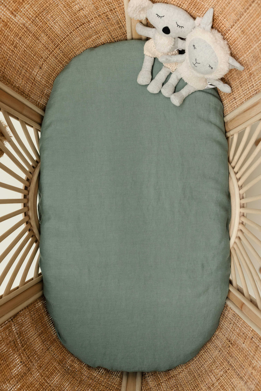 Linen Bassinet Sheet- Opal Sage