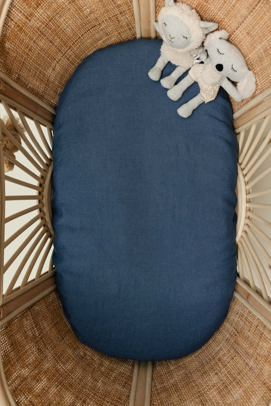 Linen Bassinet Sheet- Denim Blue