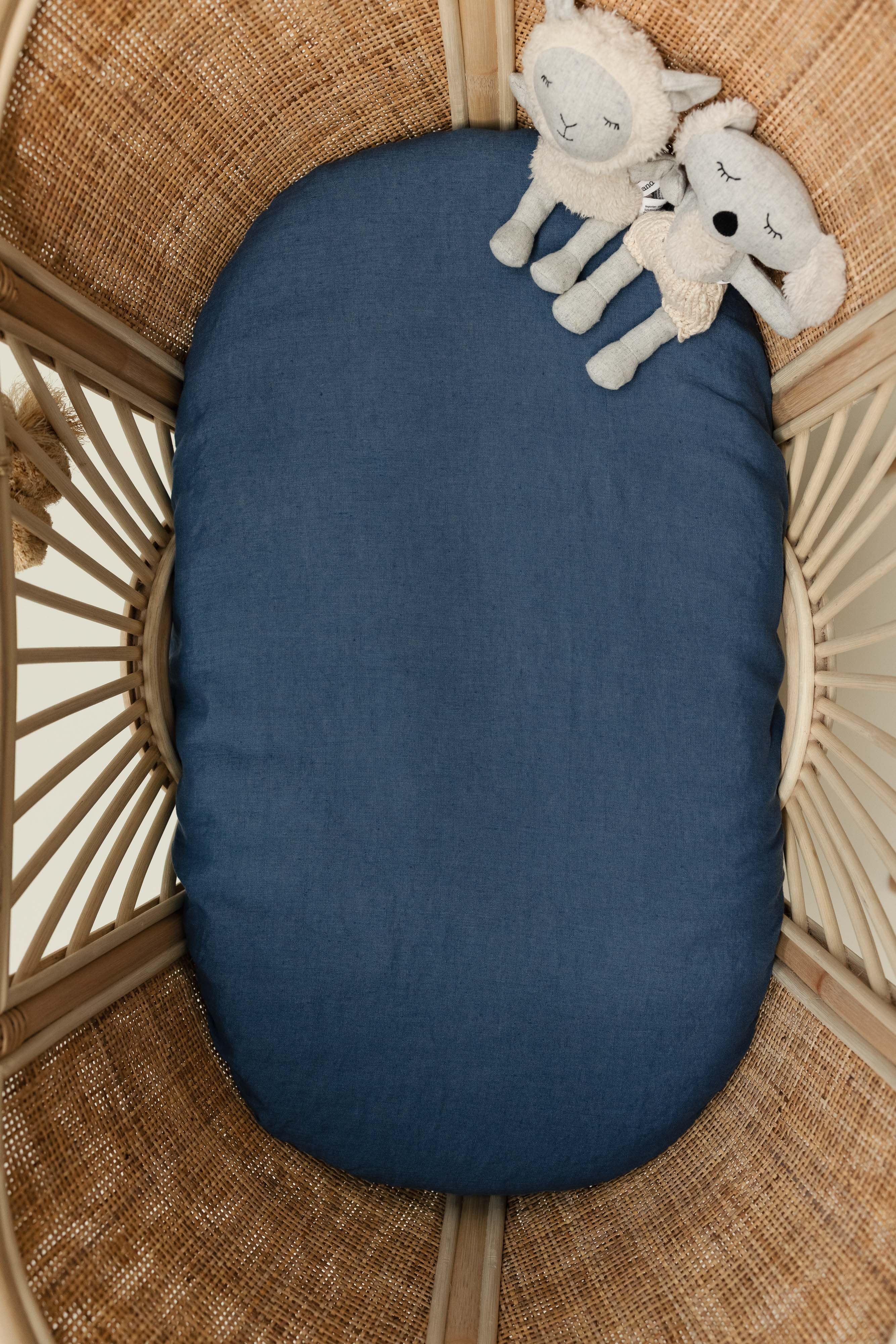 Linen Bassinet Sheet- Denim Blue