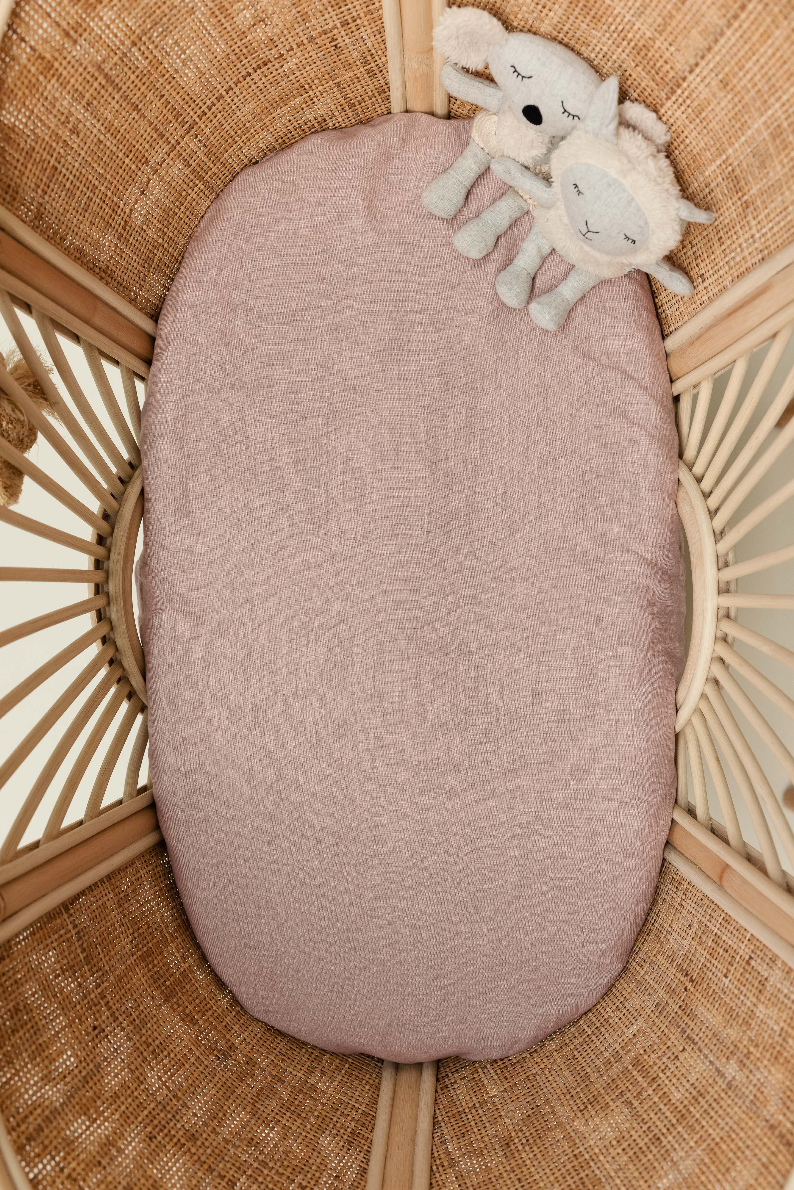 Linen Bassinet Sheet- Blush