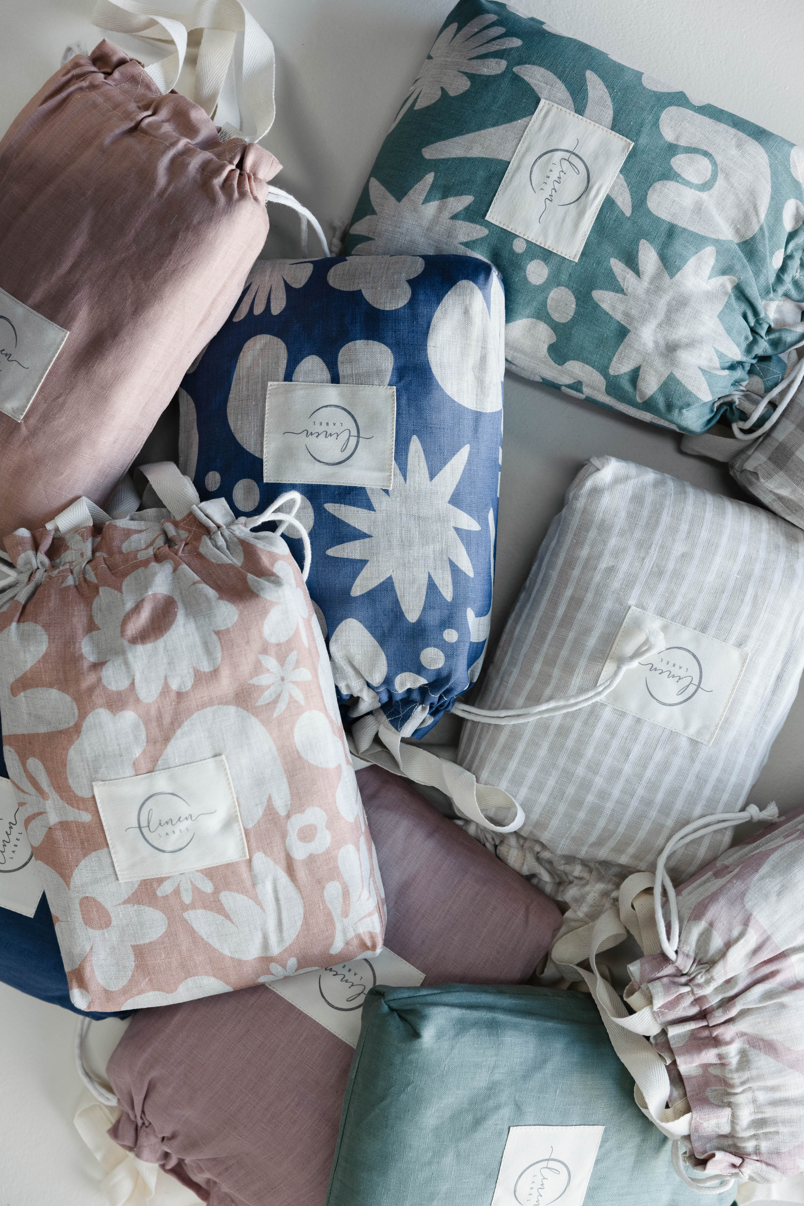 Linen Bassinet Sheet- Blush Print