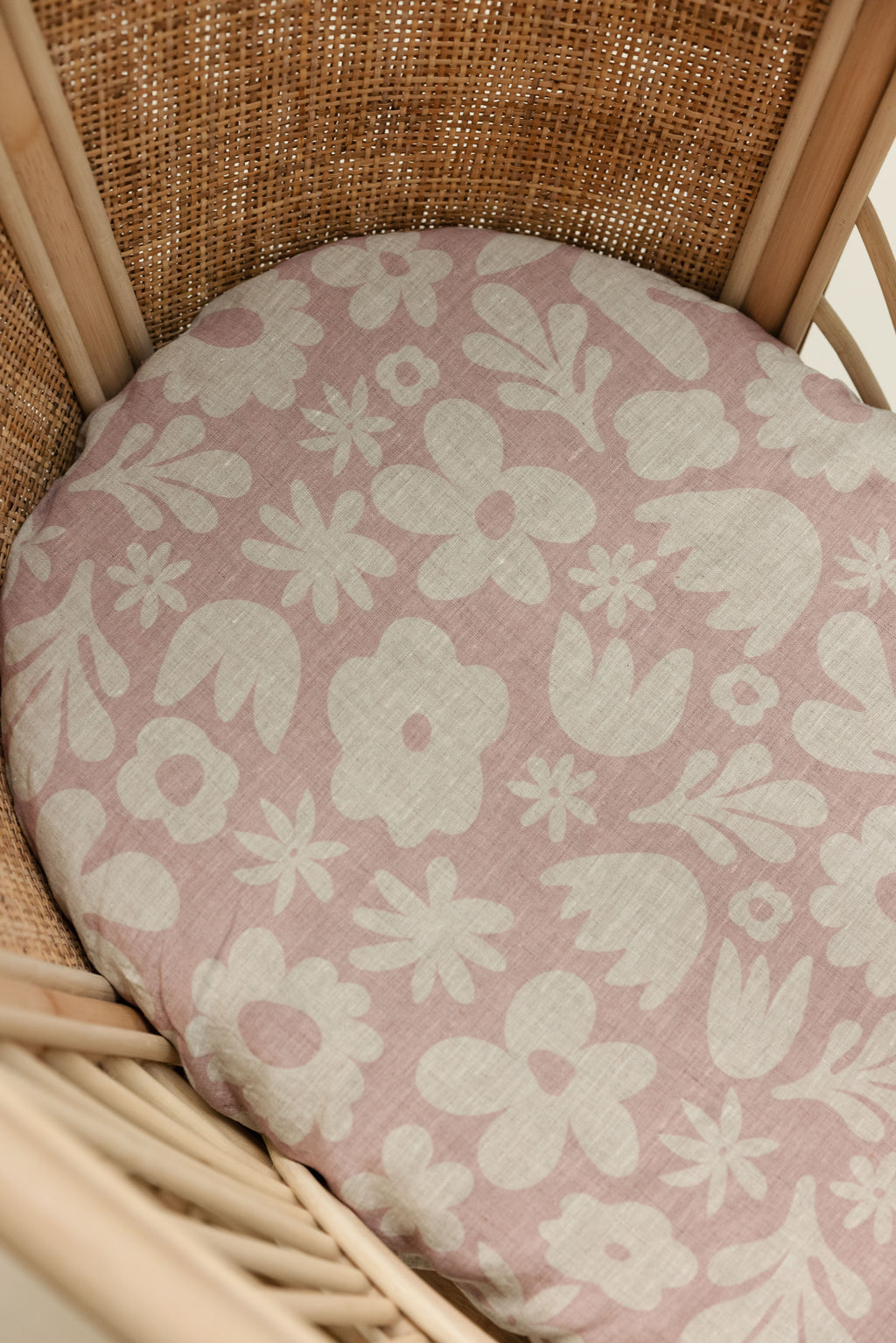 Linen Bassinet Sheet- Blush Print