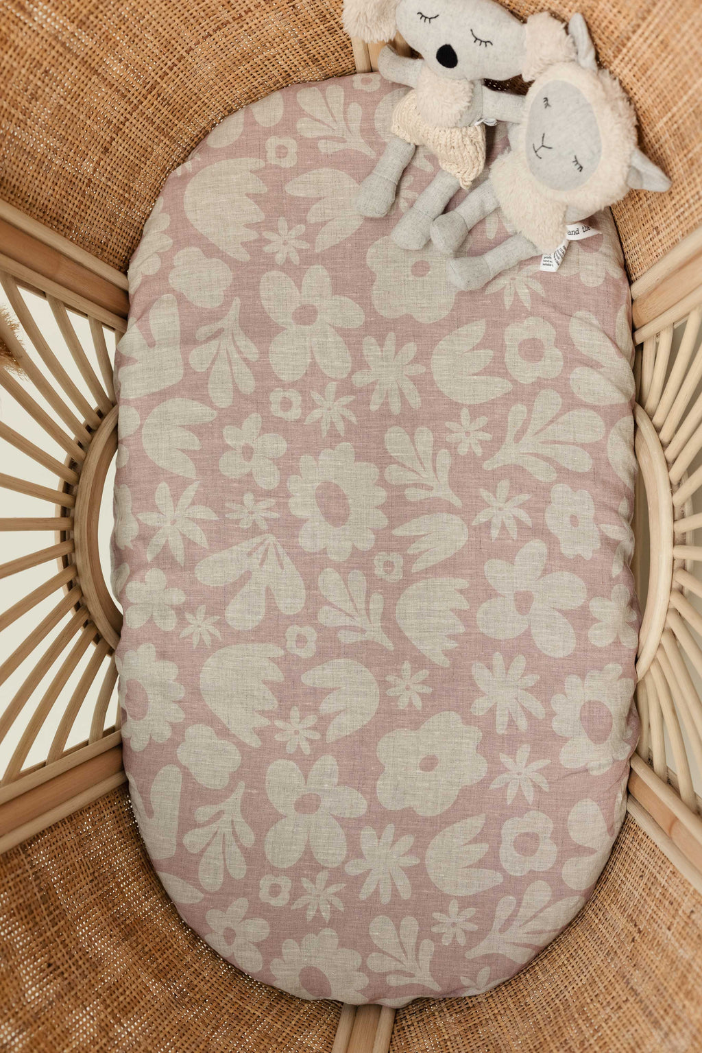 Linen Bassinet Sheet- Blush Print